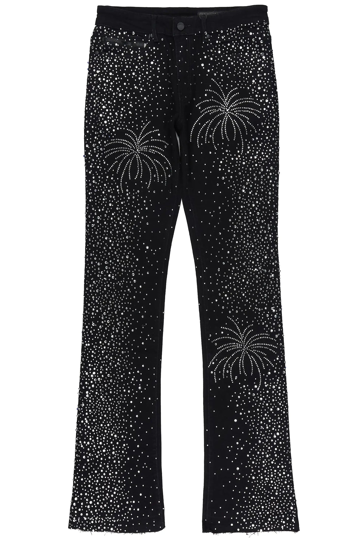 Raiden Black Rhinestone Stacked Fit Jean