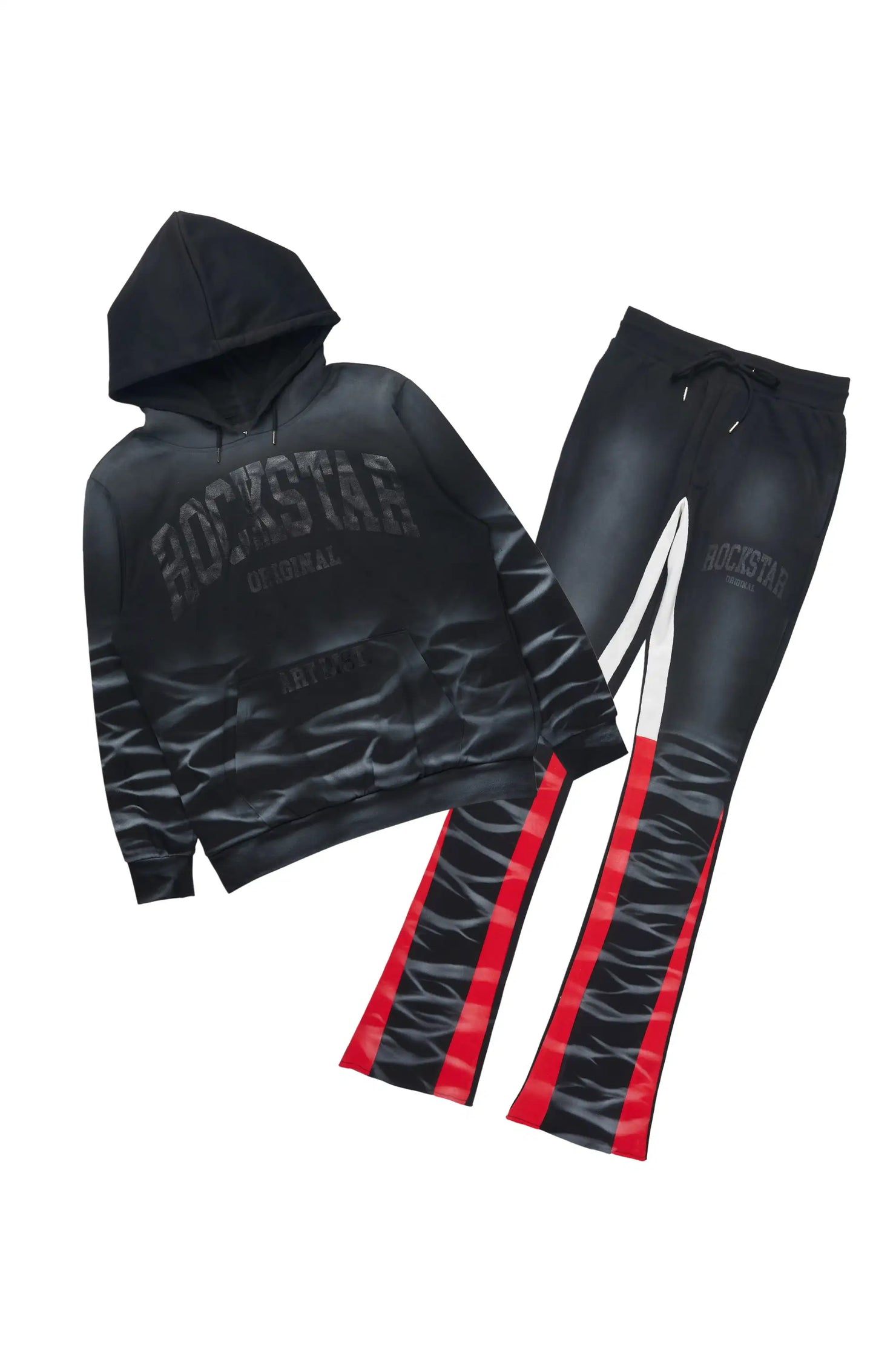 Nelly 2.0 Black Hoodie/Stacked Flare Track Set