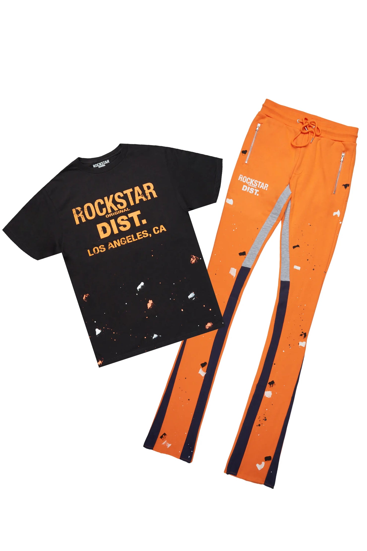 Scottie Black/Orange T-Shirt/Super Stacked Flare Track Pant Set