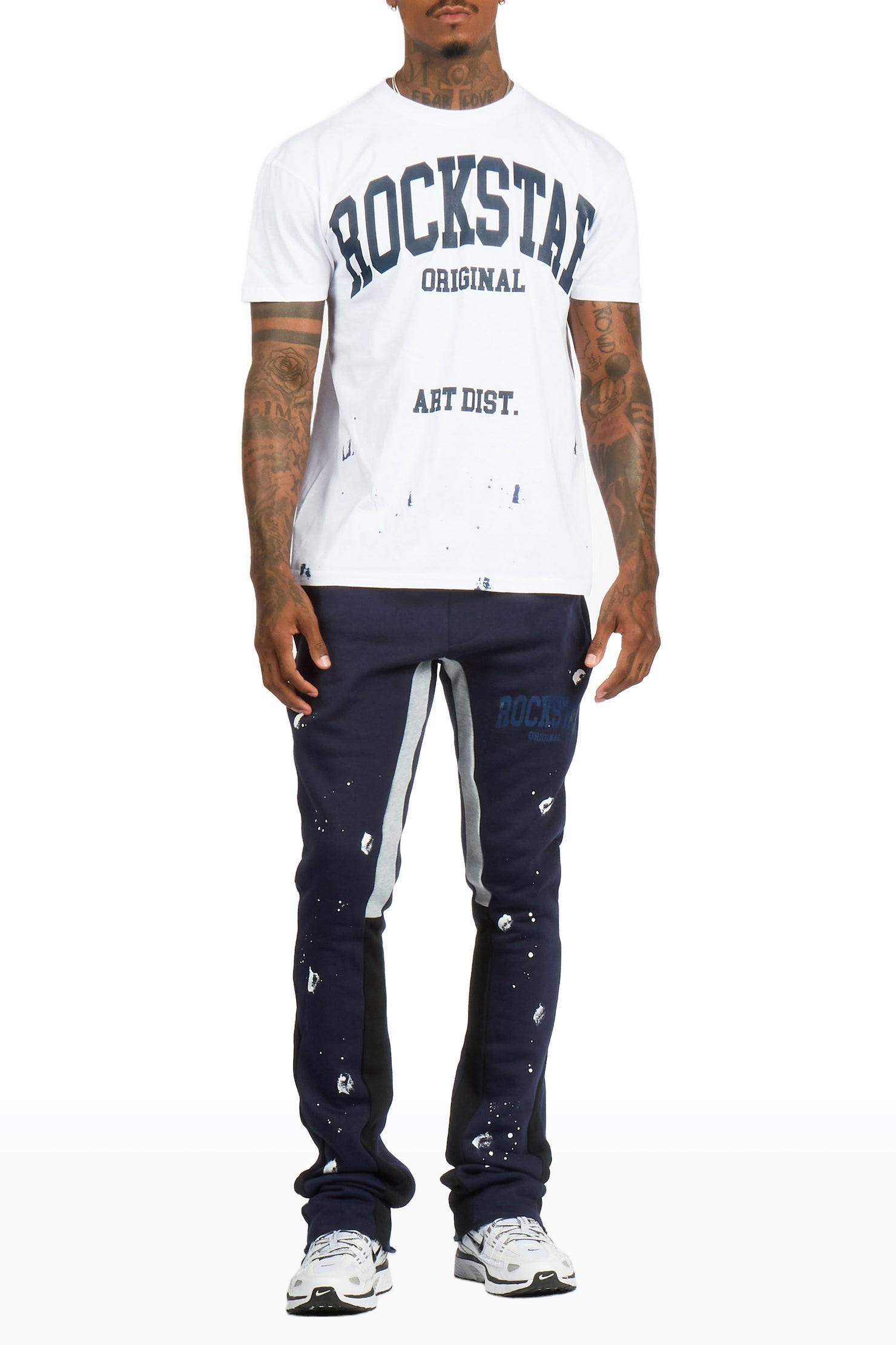 Dyre White/Navy T-Shirt/Relaxed Track Set