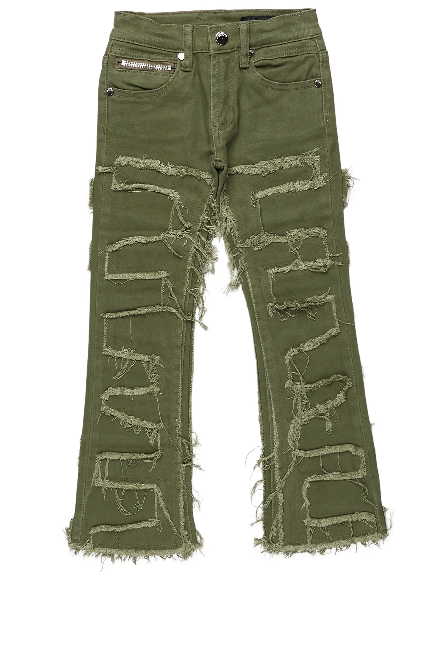 Boys Shake Green Stacked Flare Jean