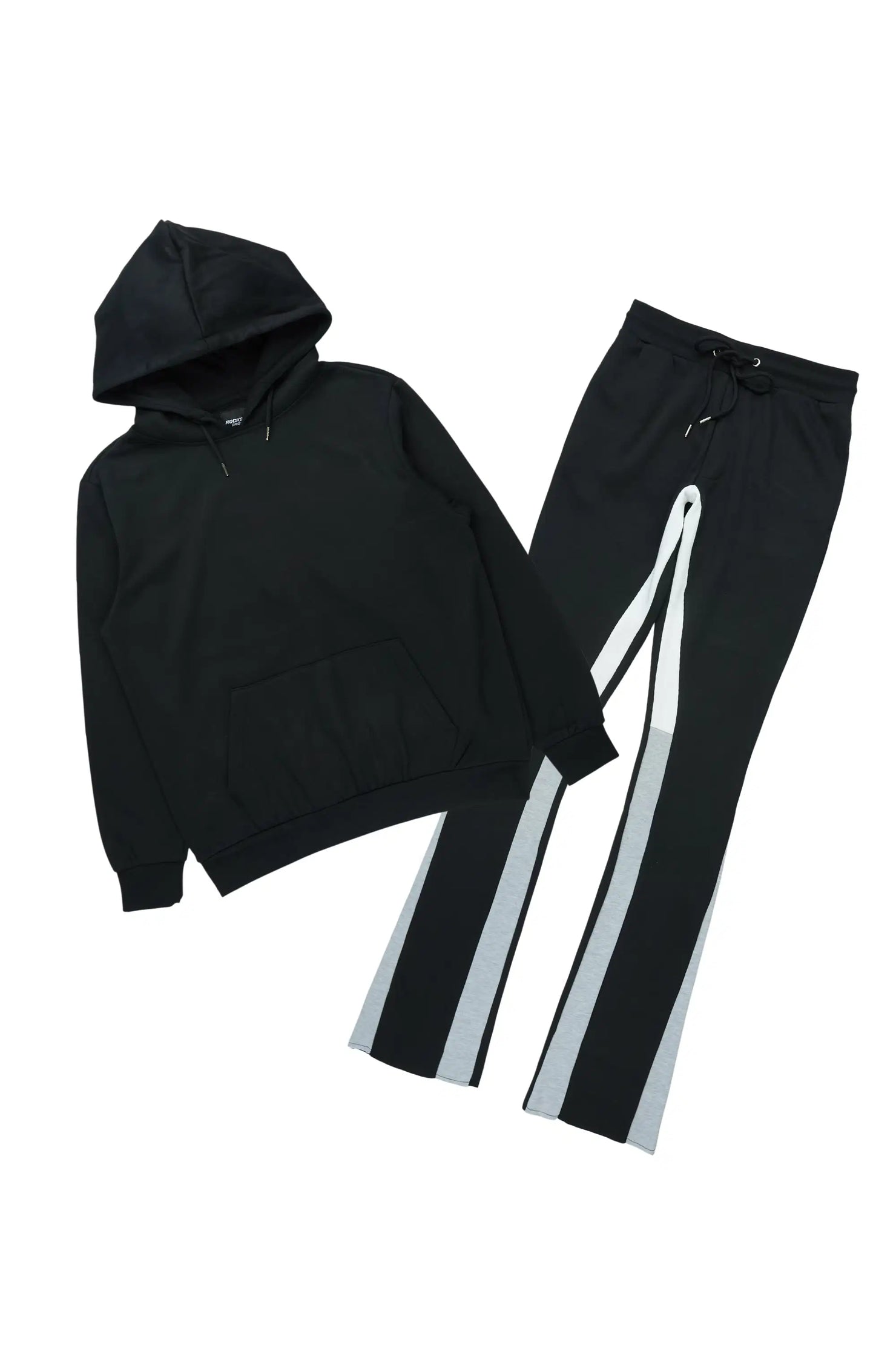 Basic Black/Grey Hoodie/Stacked Flare Track Set