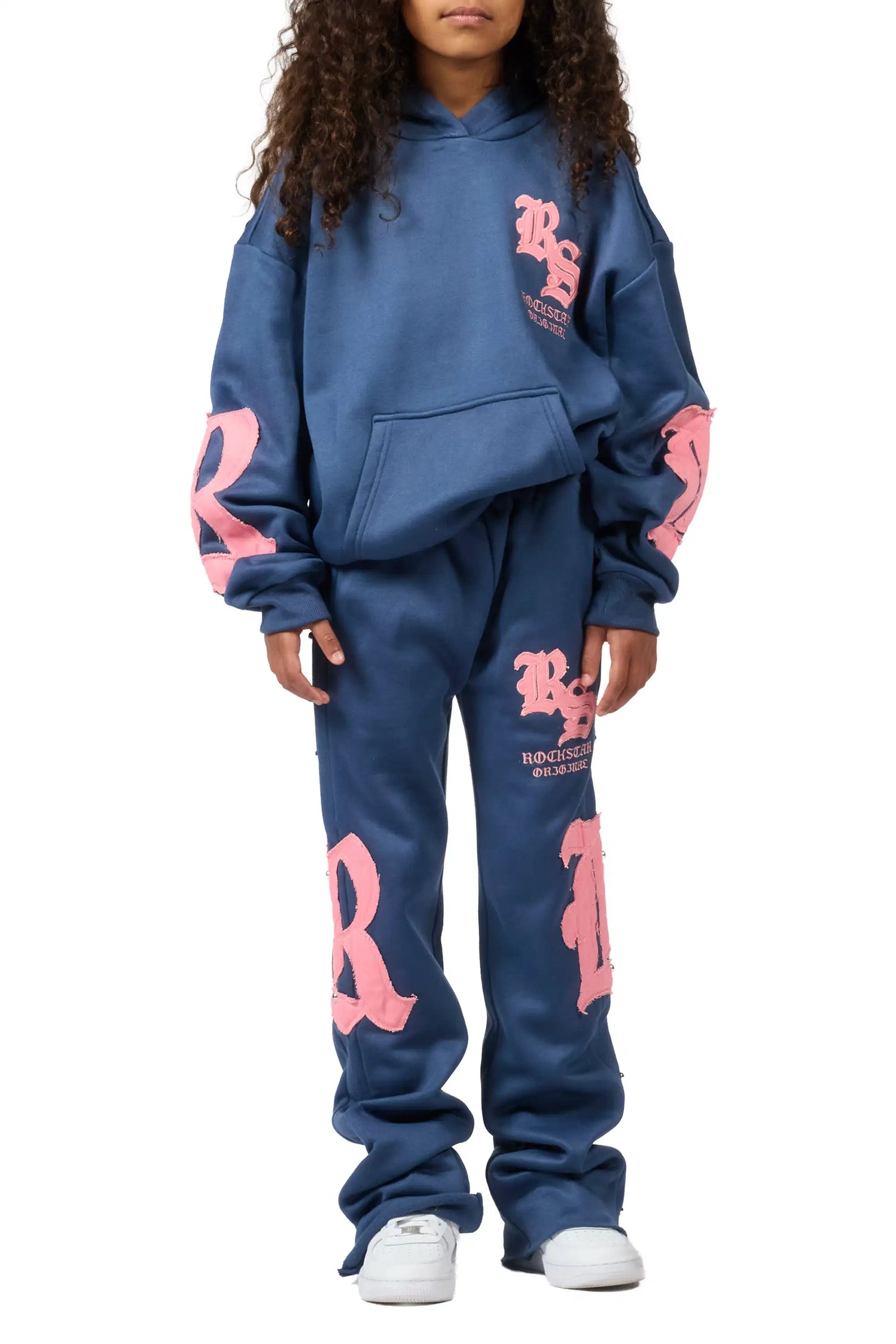 Girls Shironda Navy/Pink Stacked Track Set