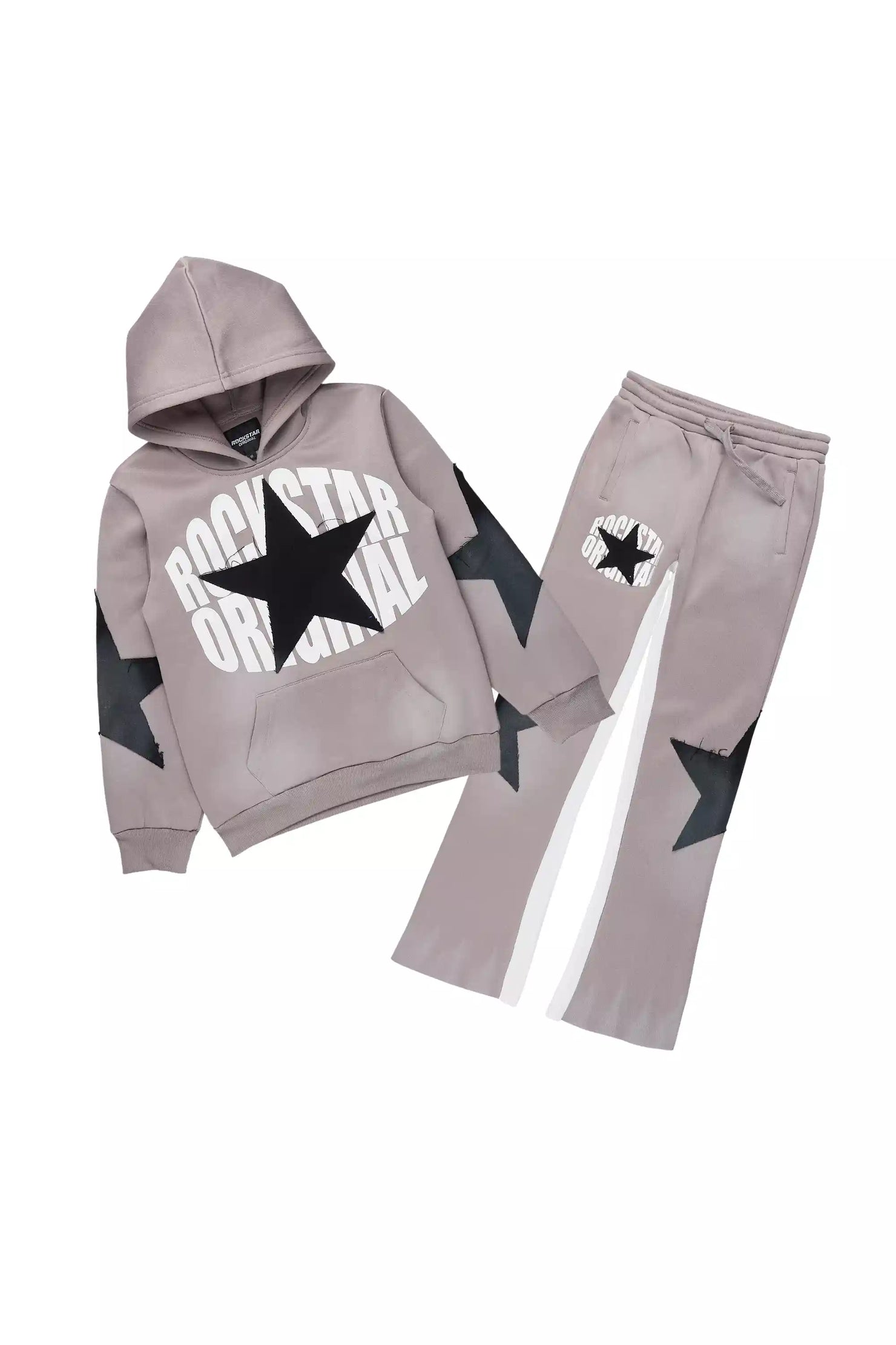 Boys States 2.0 Heather Grey/Black Stacked Hoodie Track Set