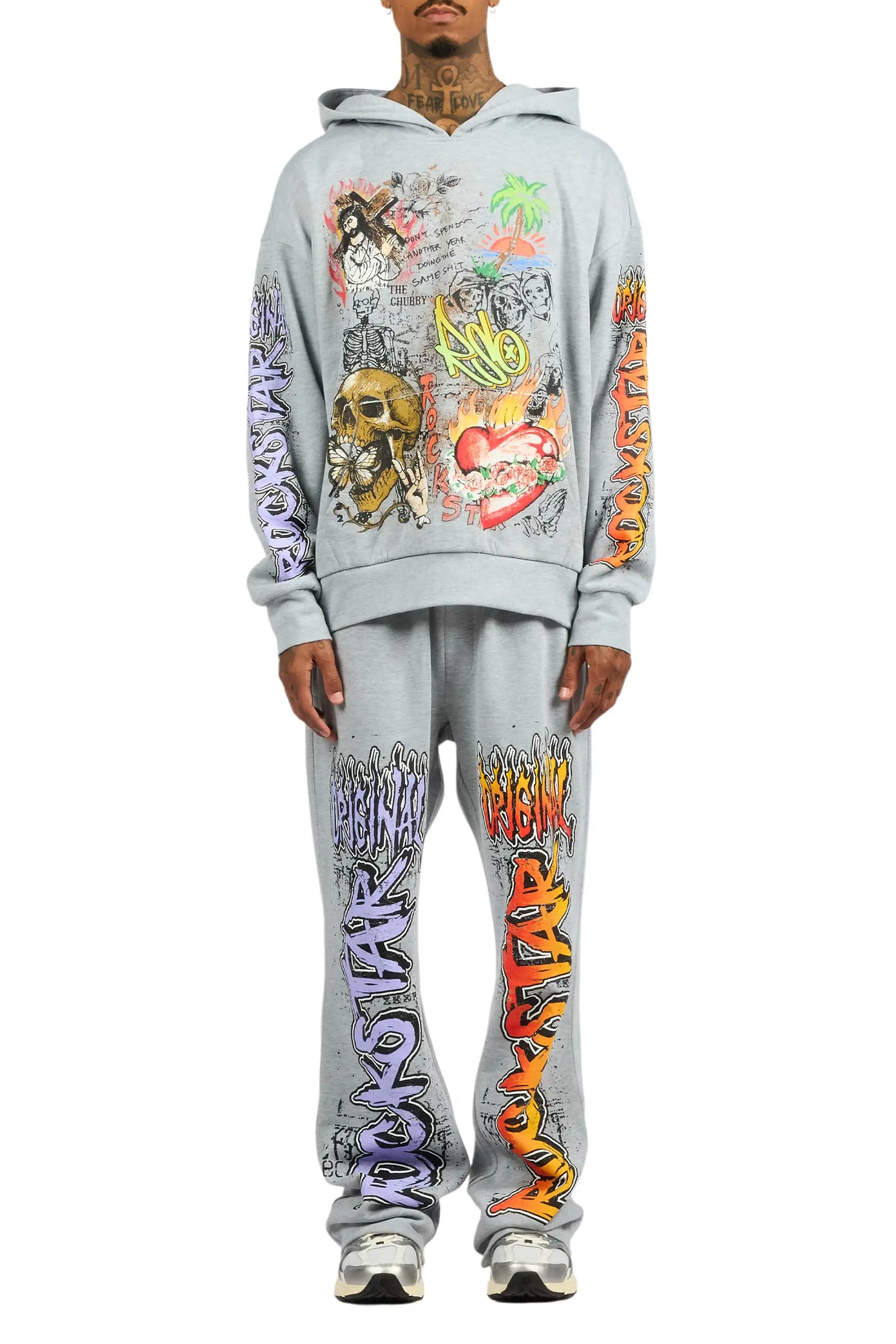 Zyver Heather Grey Hoodie/Baggy Pant Track Set