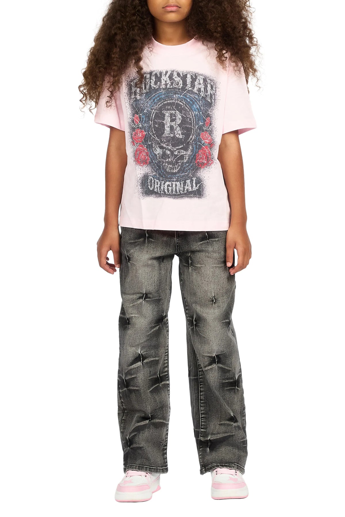 Girls Emiliana Washed Black Relaxed Fit Jean