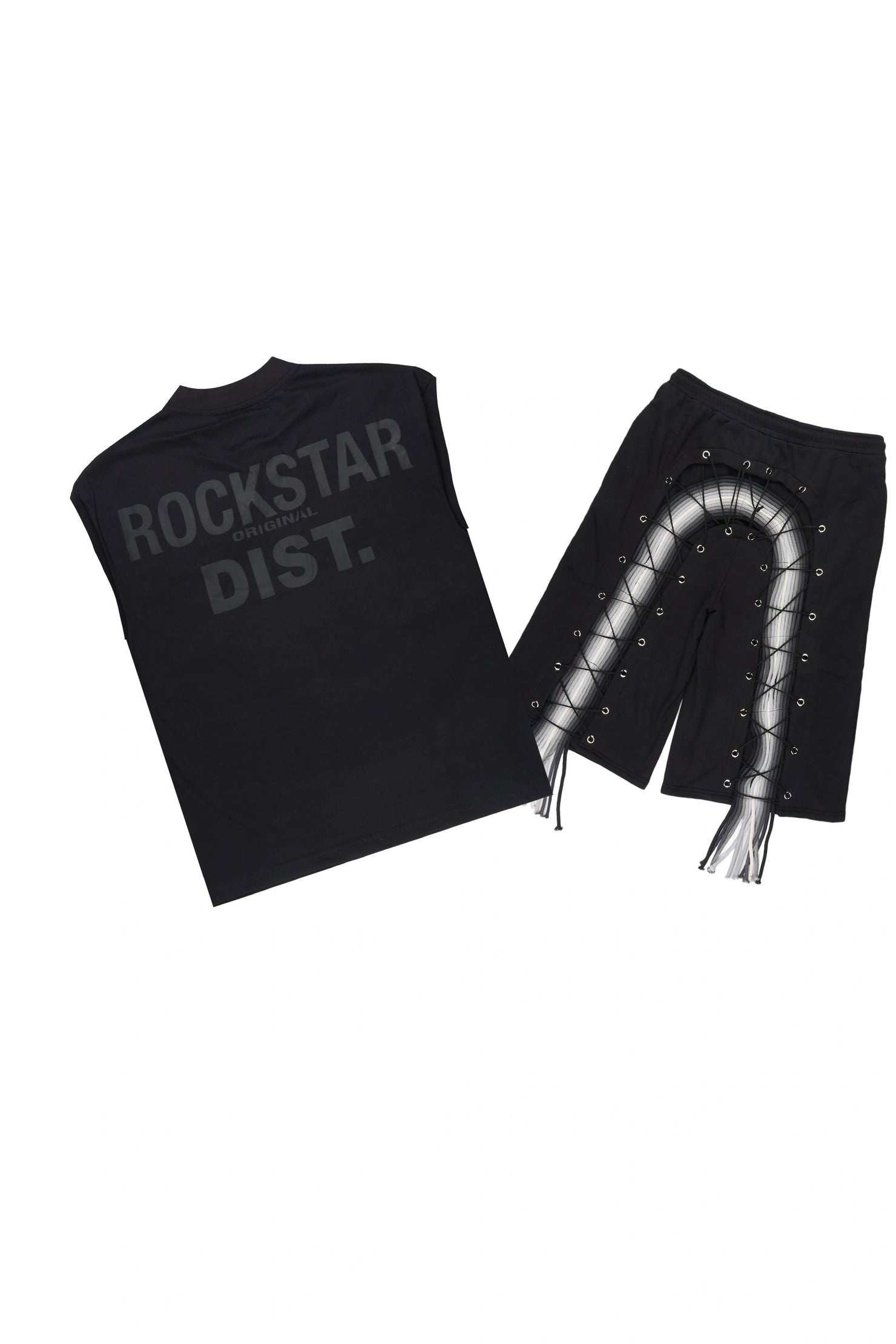 Jolan Black Cut Sleeve T-Shirt/Jort Set