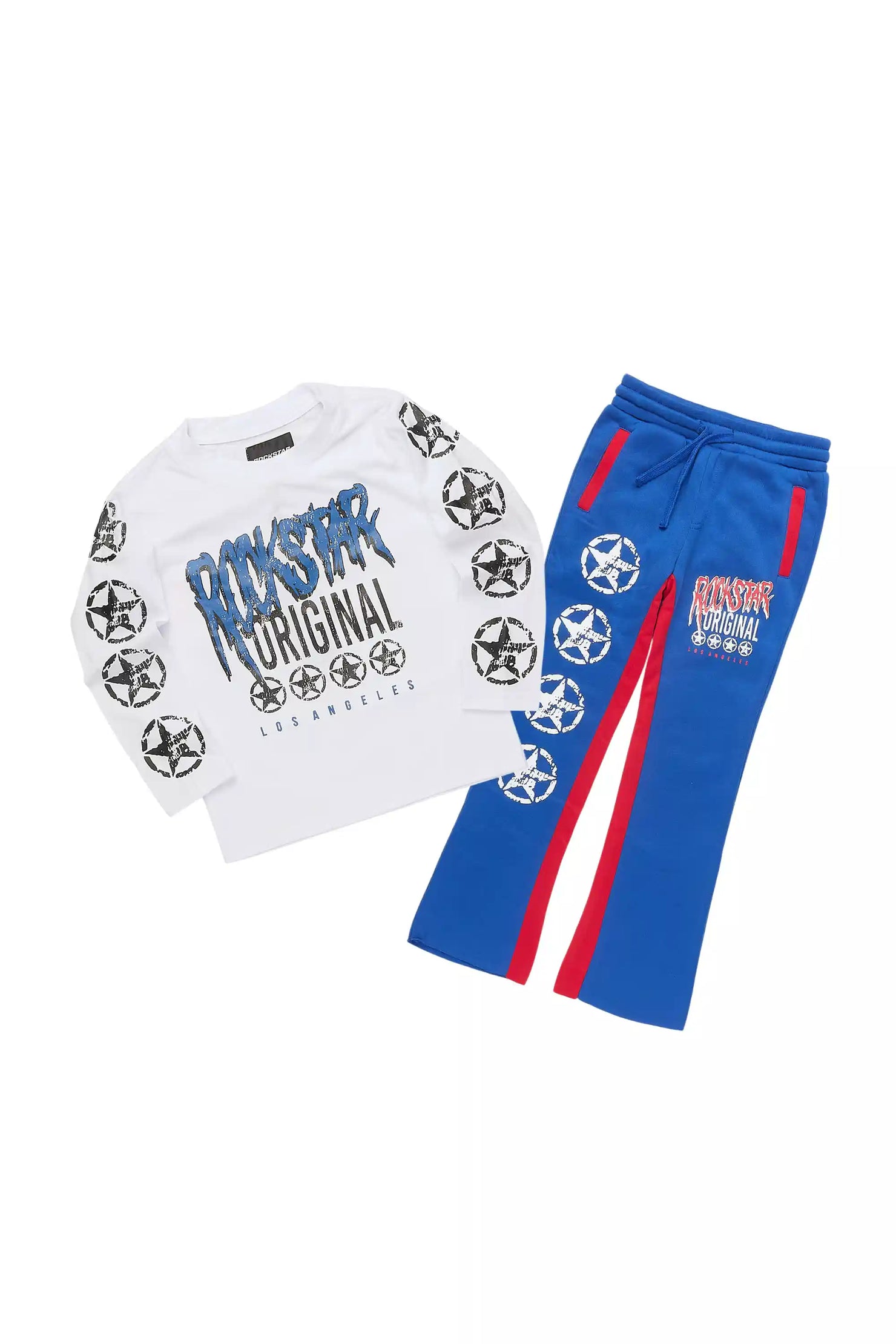 Boys Wizzurd Blue T-Shirt/Stacked Flare Pant Set