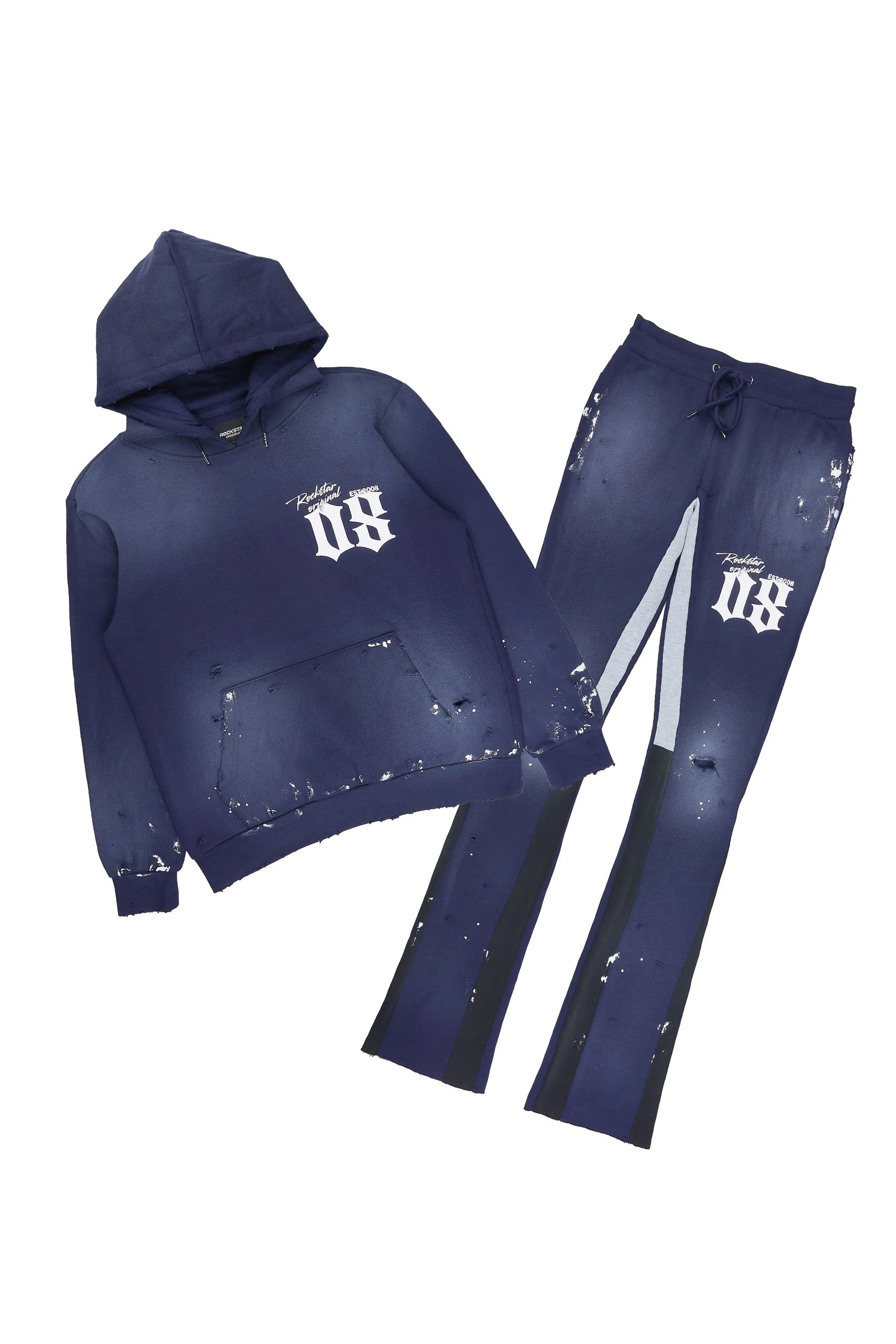 Cipher Navy Hoodie/Stacked Flare Pant Track Set