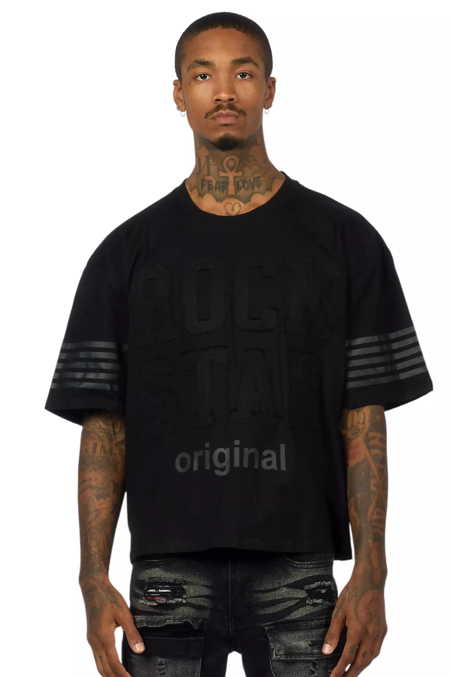 Rulik Black Boxy Crop T-Shirt