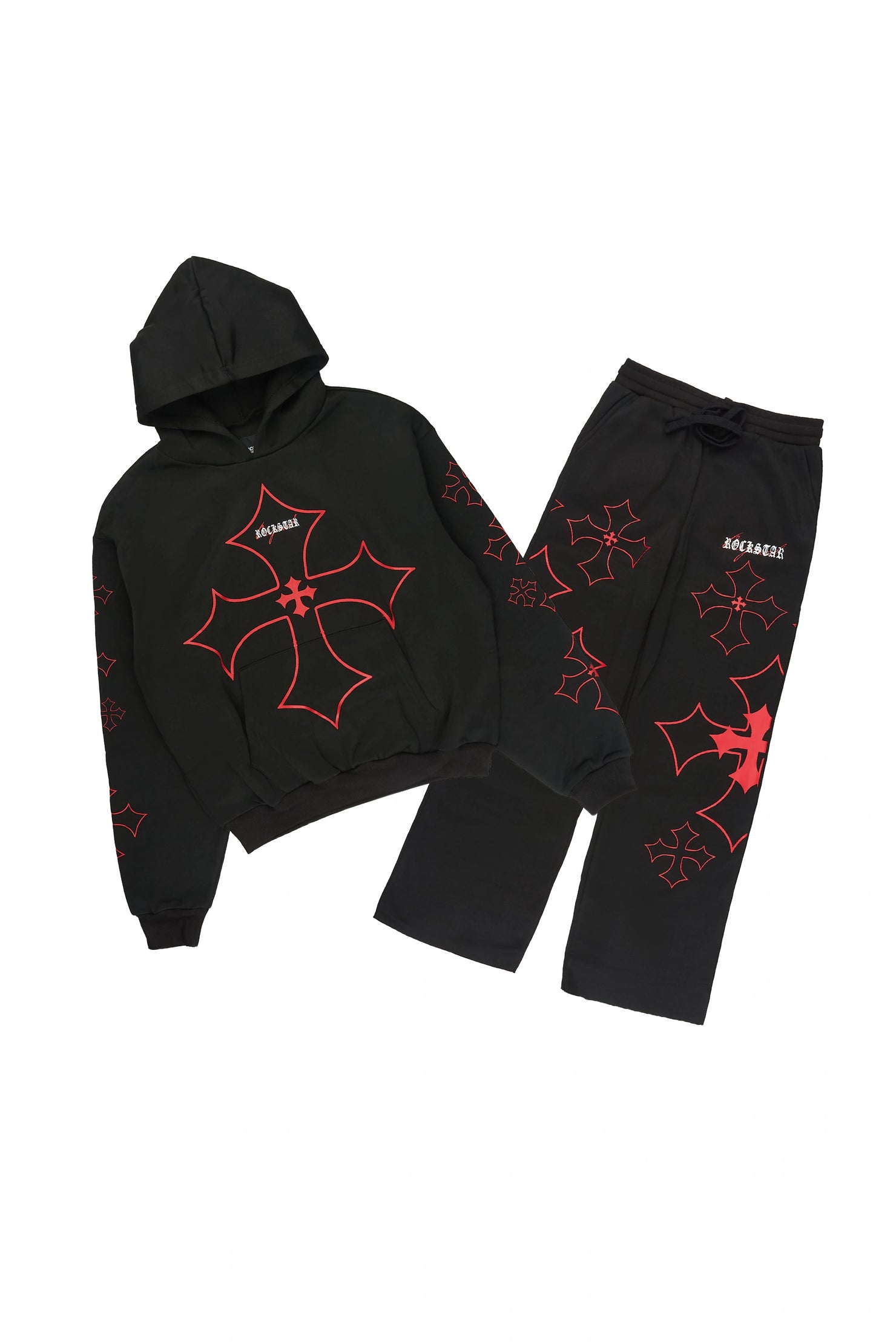 Boys Sargo Black/Red Hoodie Baggy Pant Track Set