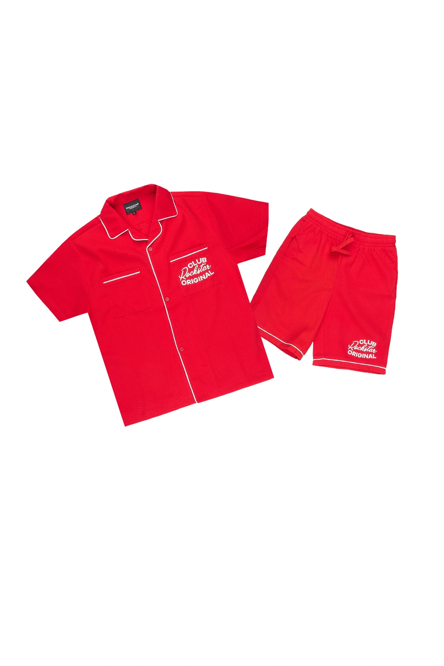 Boys Clarence Red Button Down Shirt/Short Set