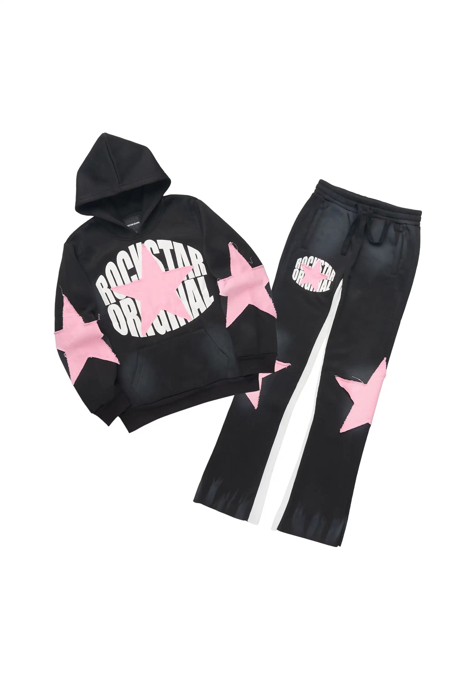 Girls Khaly Black/Pink Stacked Track Set
