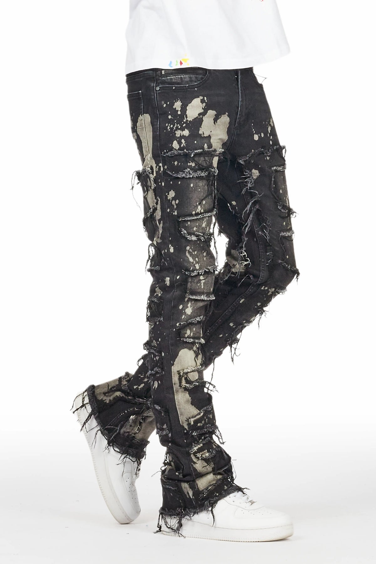 Laban Black Bleach Stacked Flare Jean
