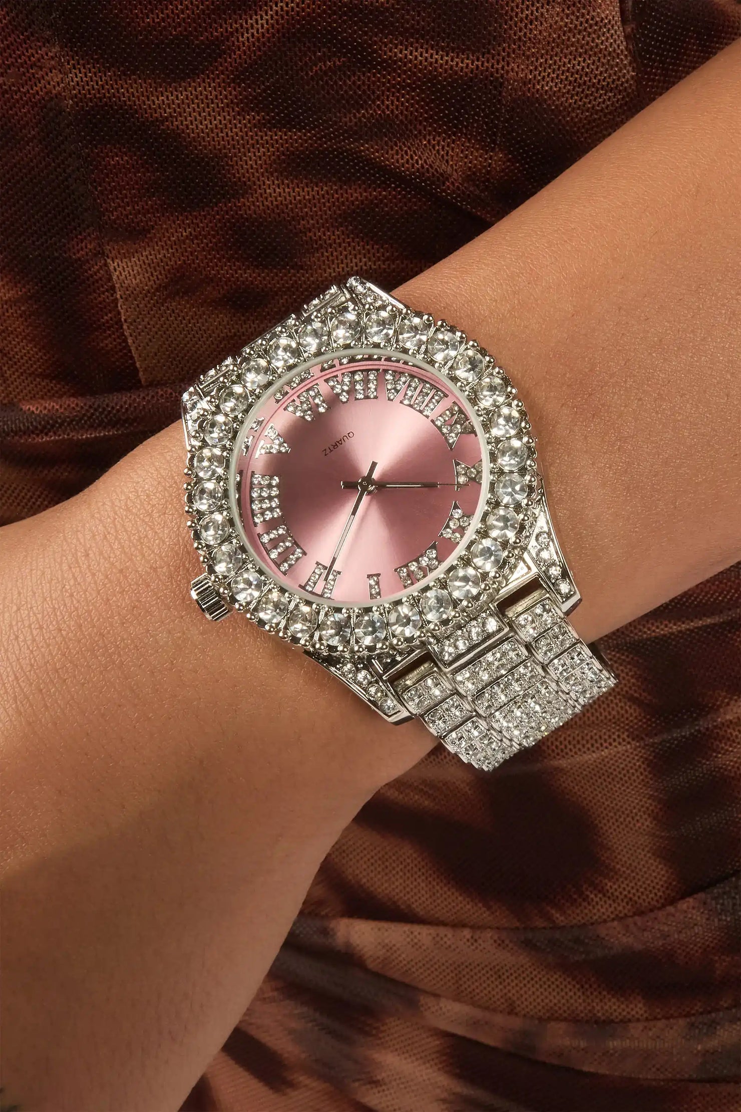 Daija Silver/Pink Crystal Watch