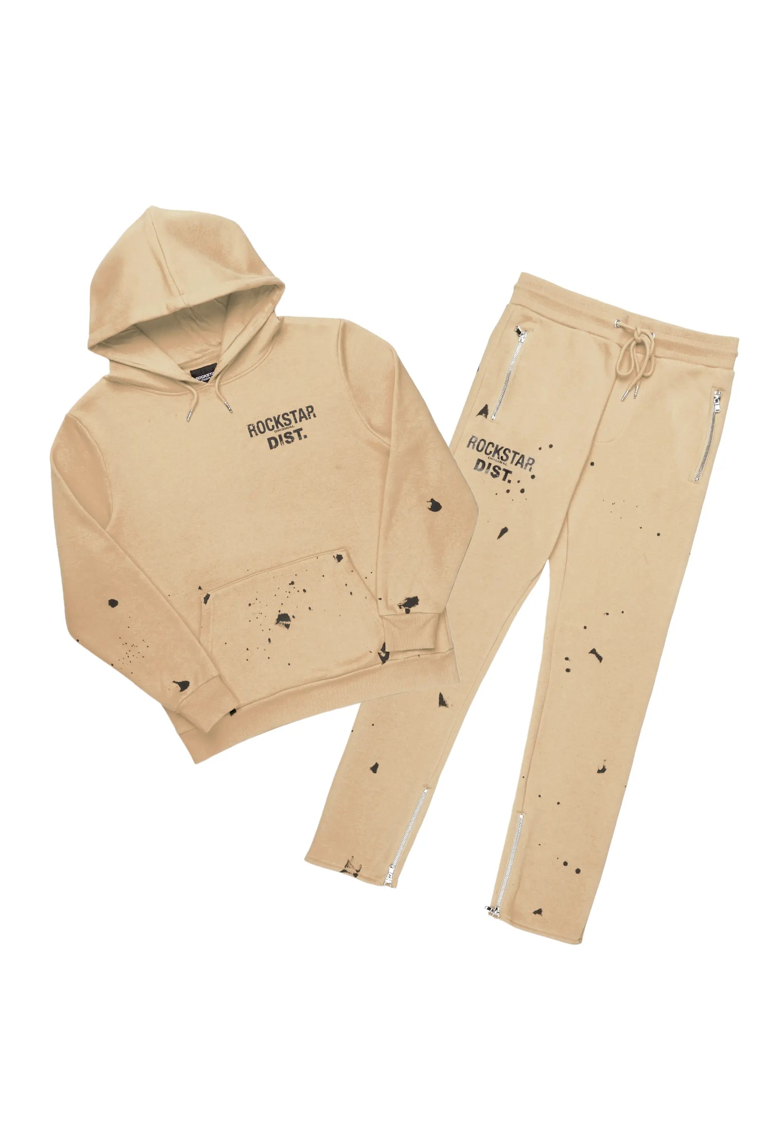 Raffer Beige Slim Fit Track Set