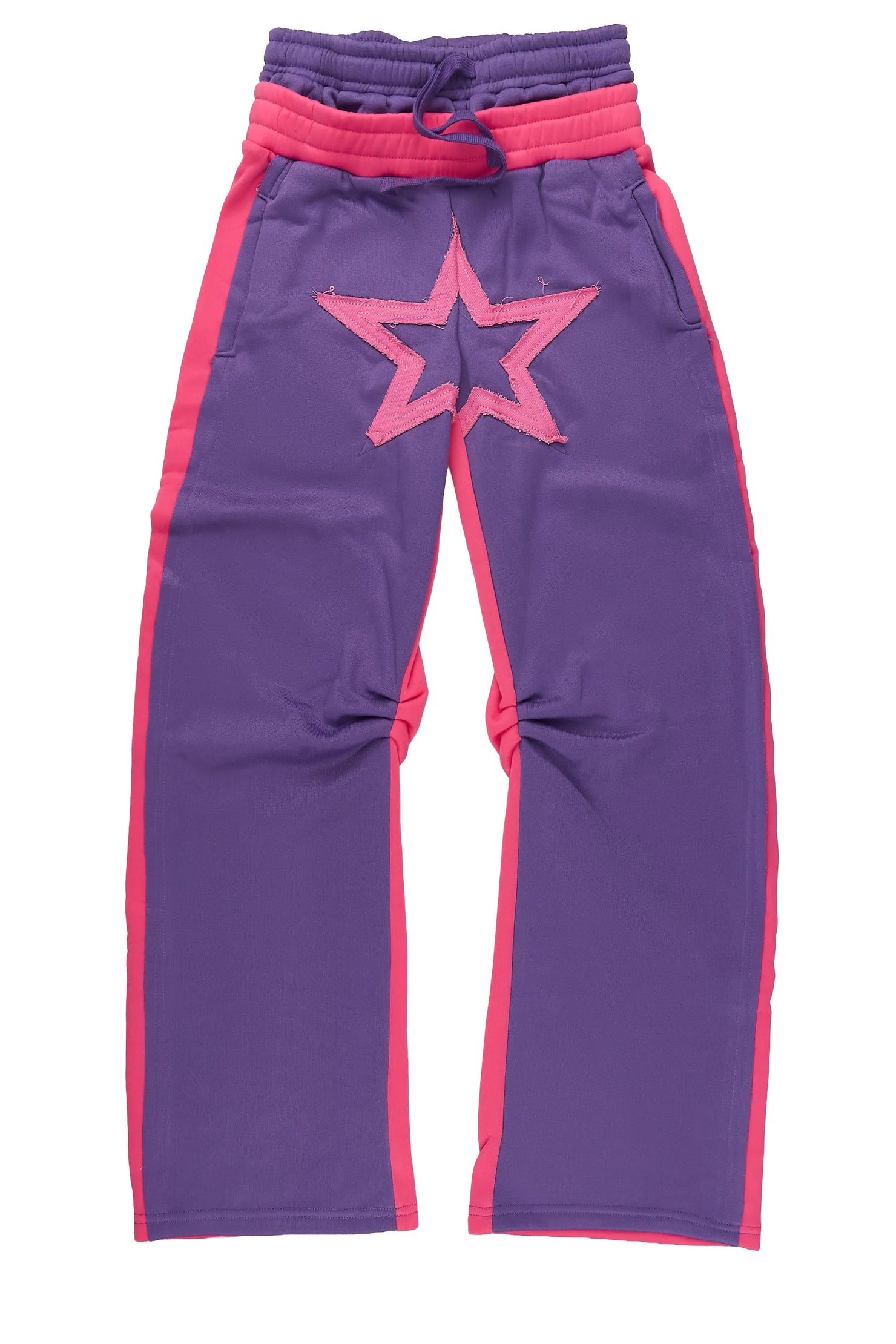 Girls Canaan Purple Double Waisted Baggy Track Pant