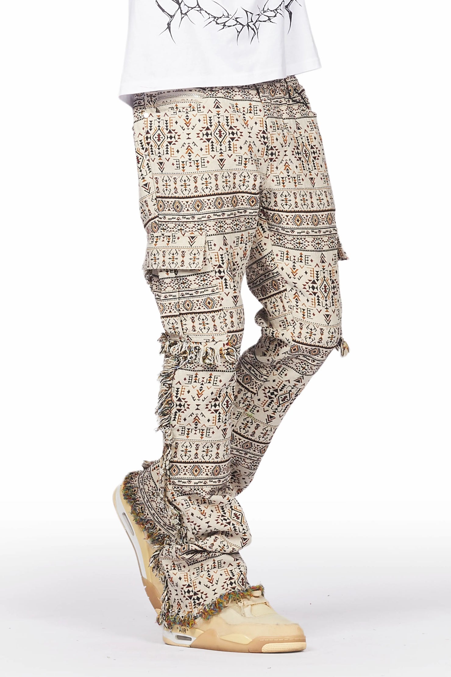 Ayami Beige Slim Tapestry Flare Jean