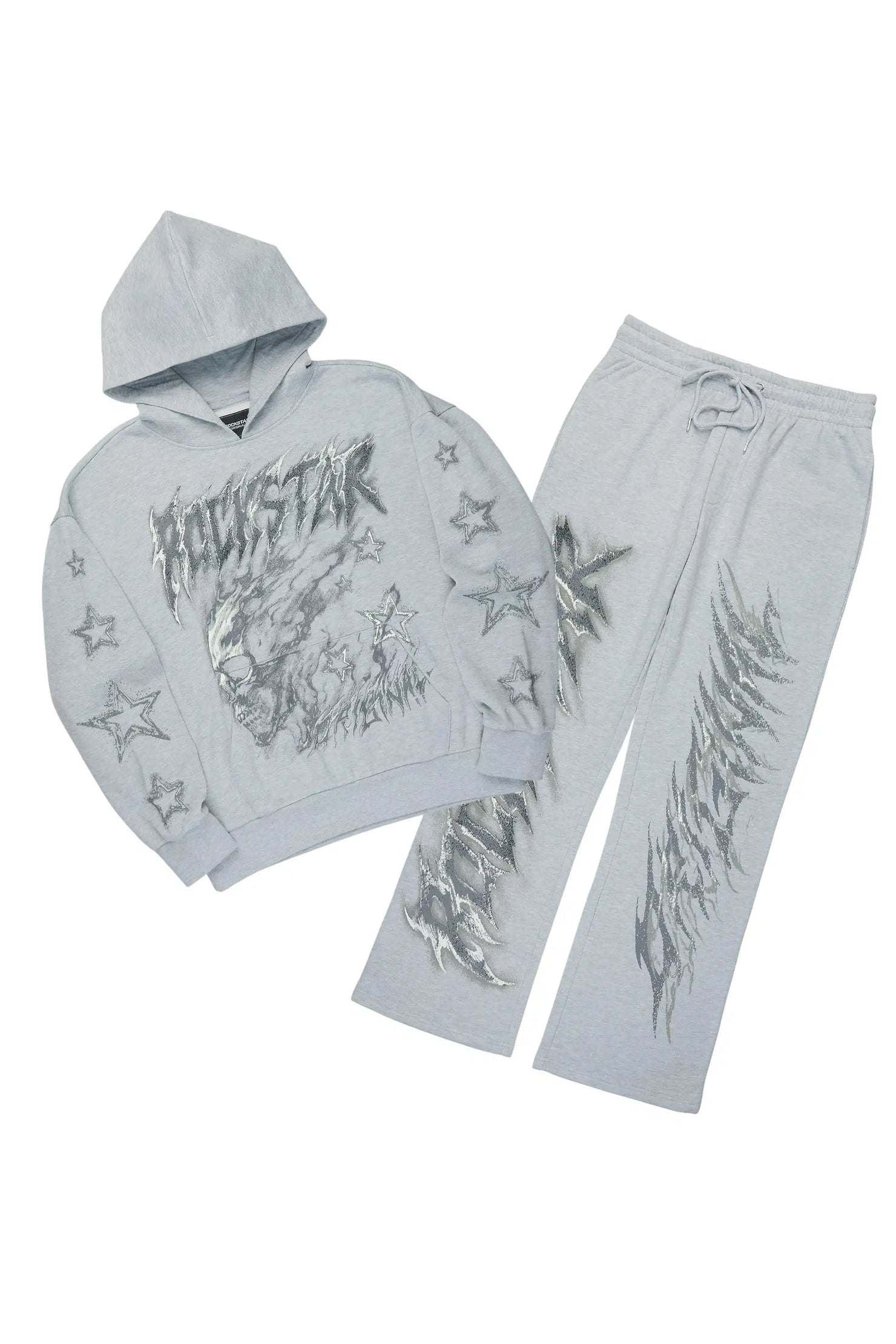 Jantra Heather Grey Hoodie/Baggy Pant Track Set