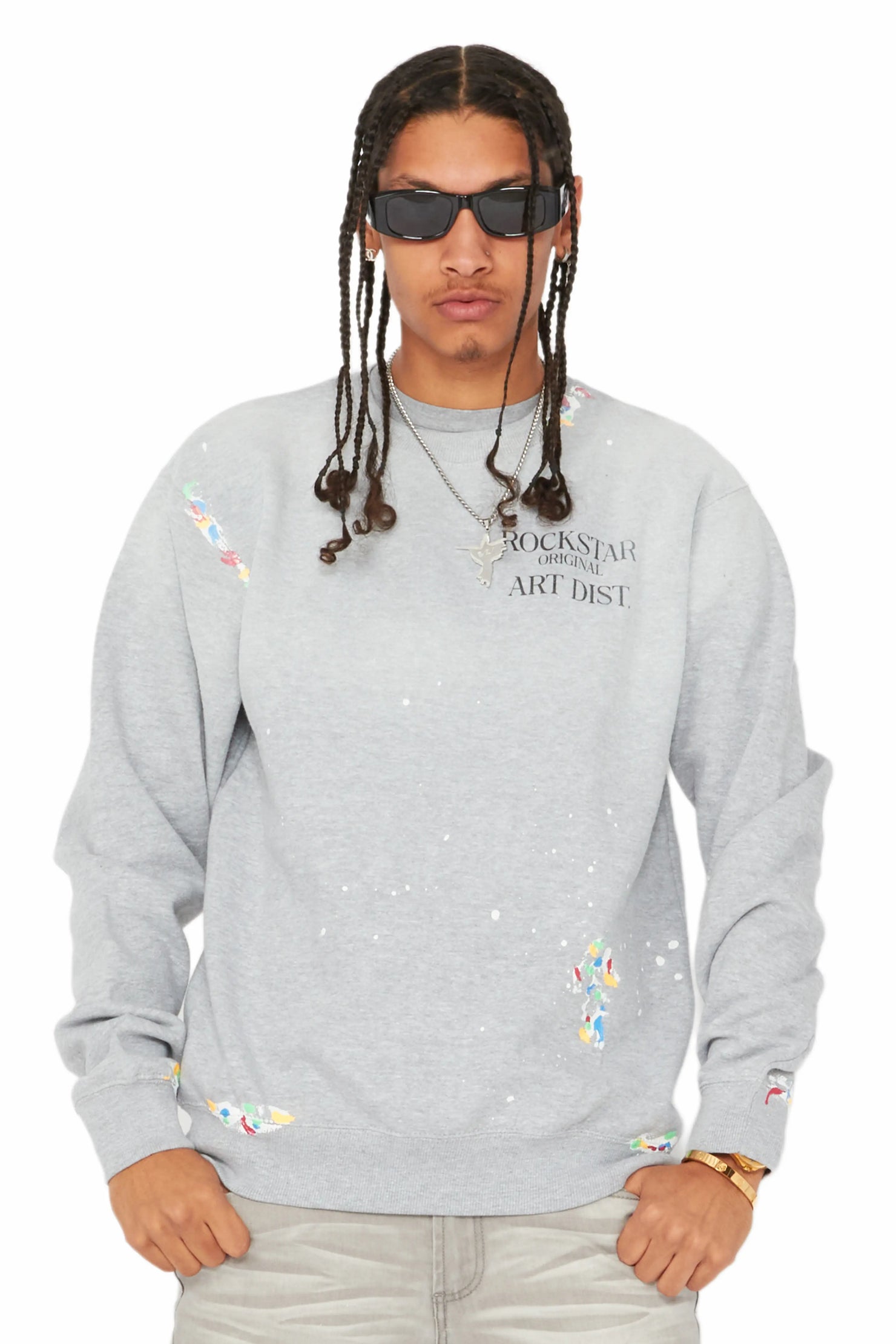 Rockstar Art Dist Heather Grey Crewneck