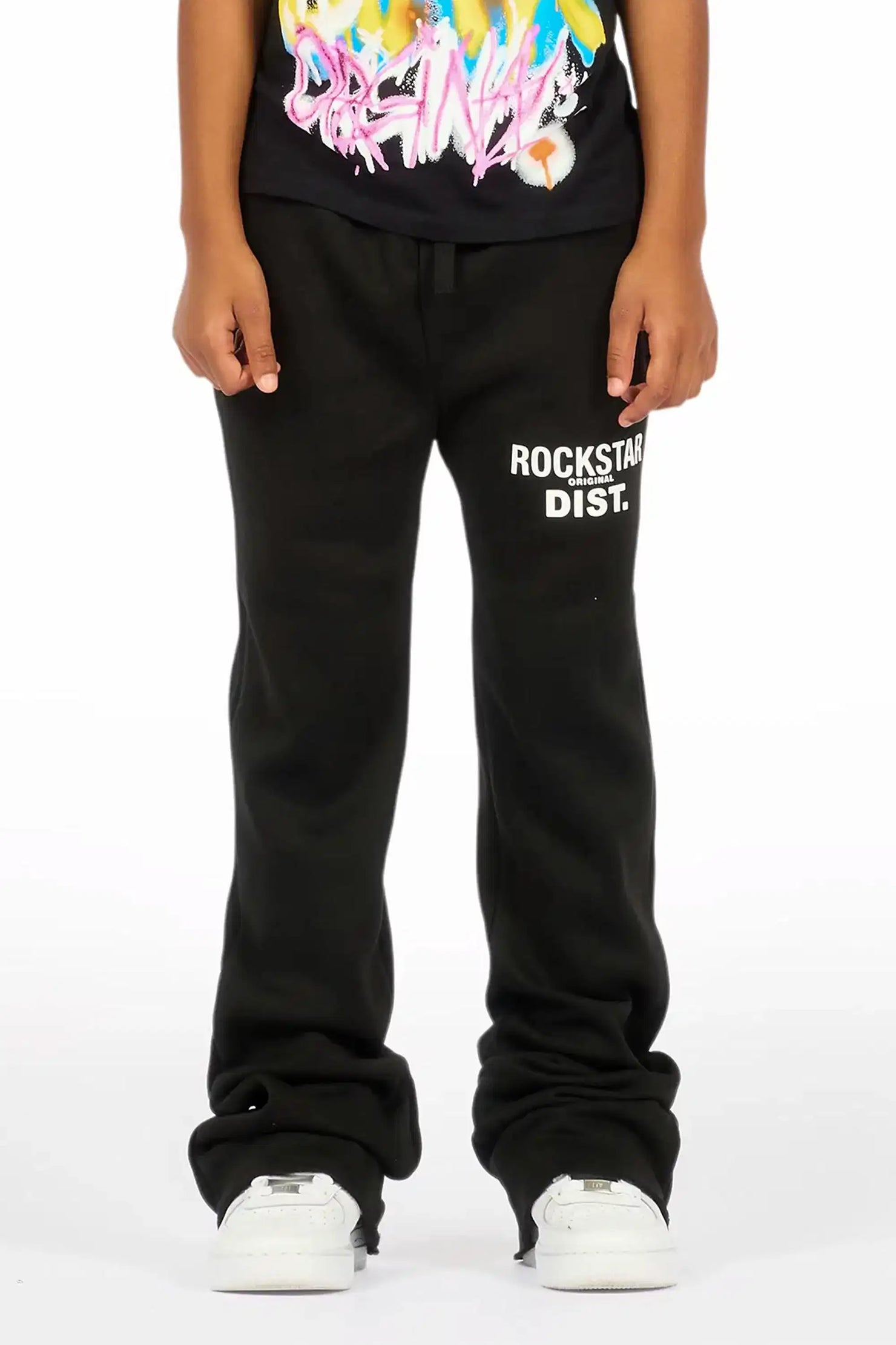 Girls Juliana Black Stacked Flare Pant