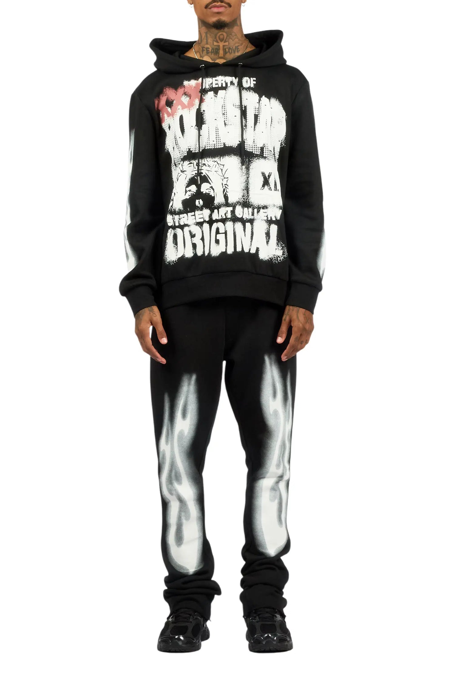 Kyo Black Hoodie Stacked Track Set