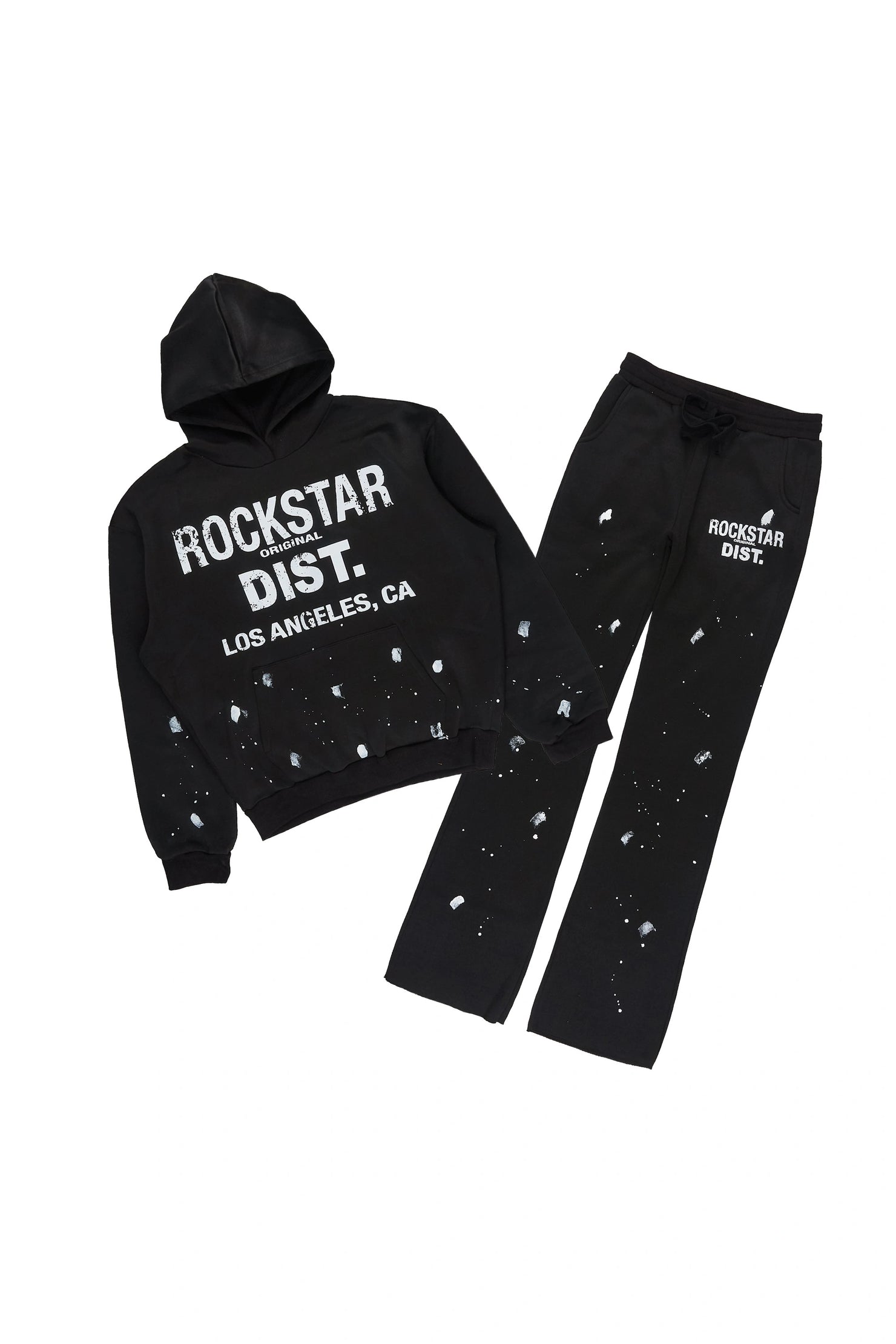 Boys Scottie 2.0 Black Hoodie/Stacked Flare Track Set