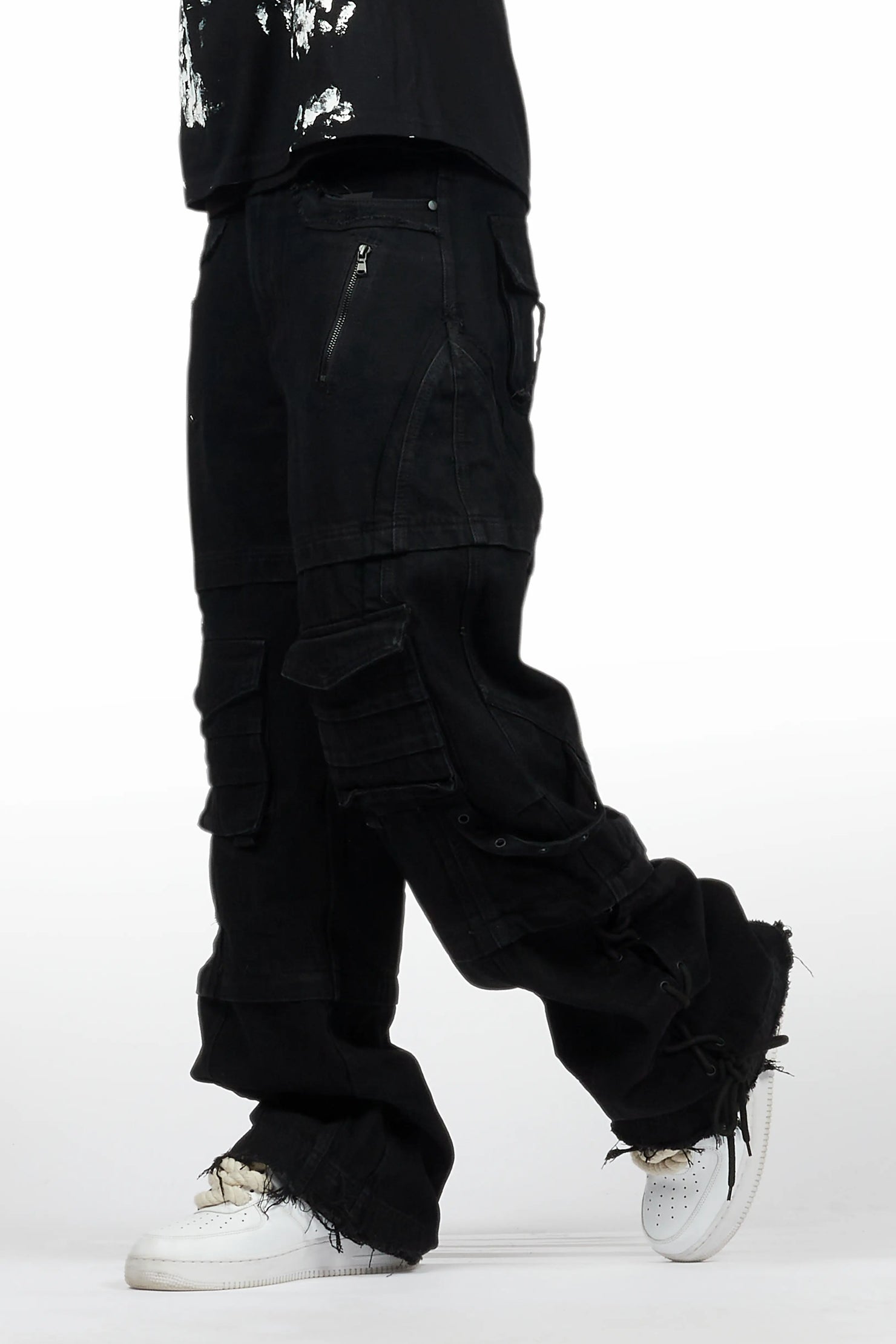Three Maxi Jet Black Baggy Fit Jean