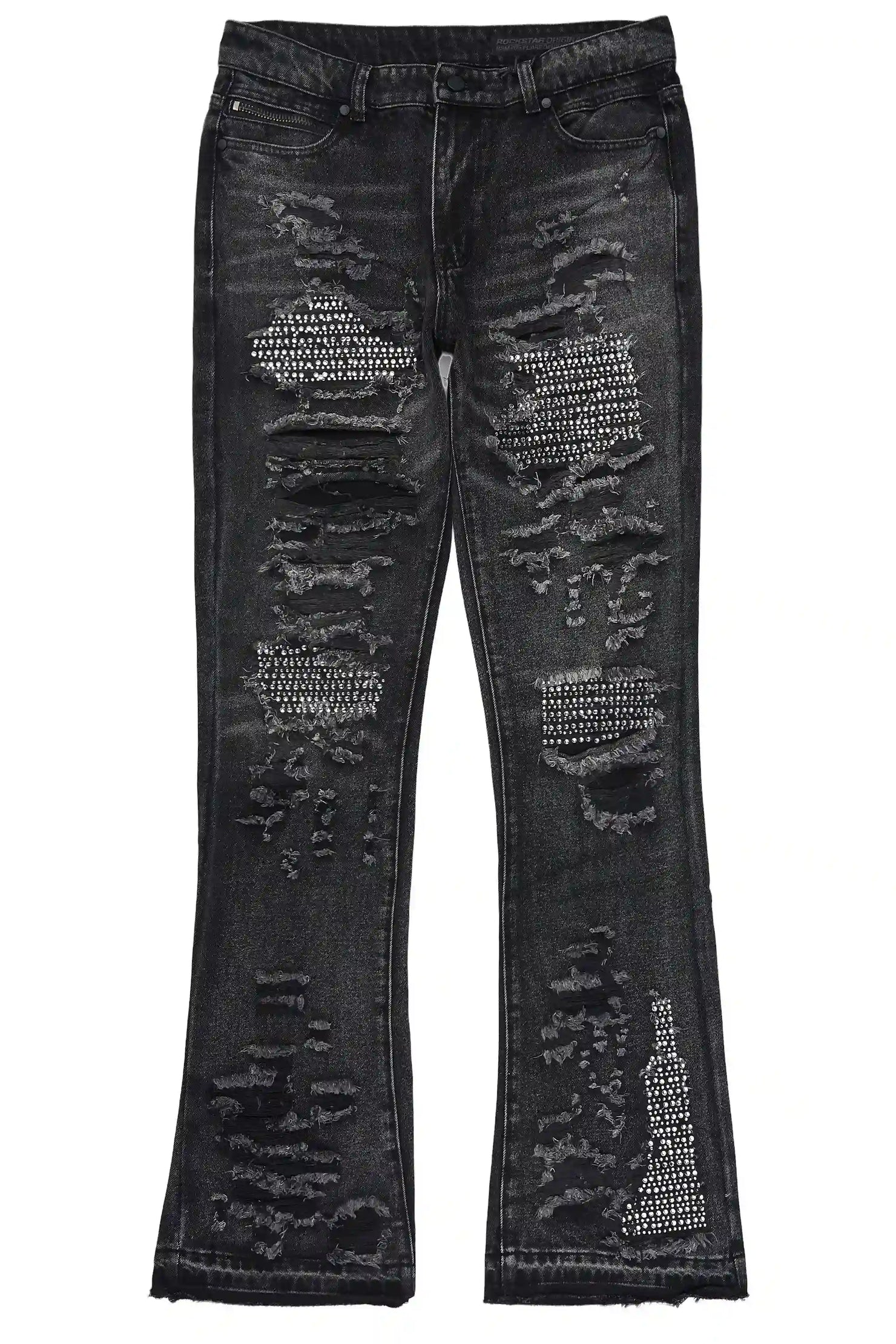 Mathey Dark Grey Rhinestone Stacked Fit Jean