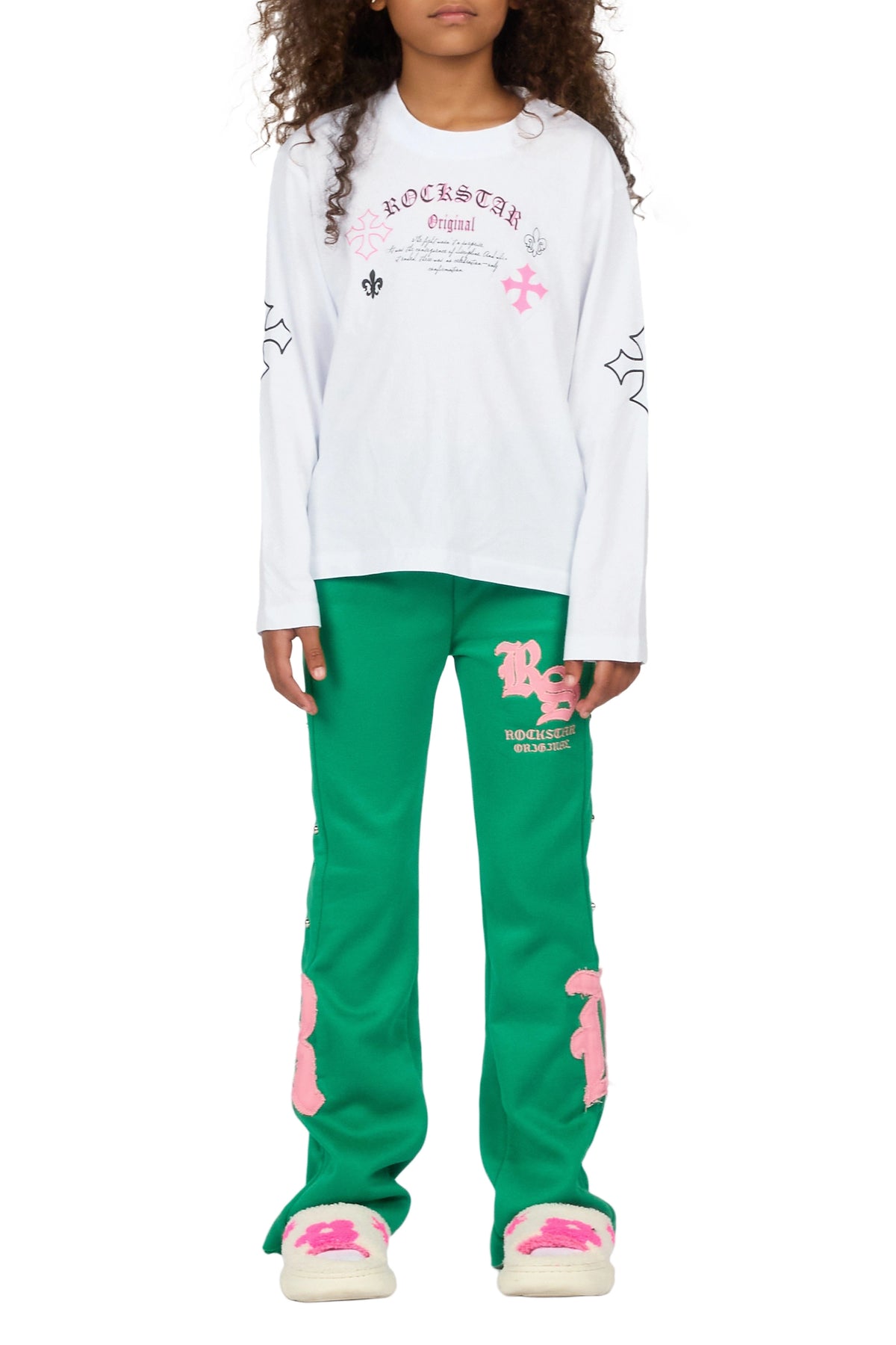Girls Shironda Green/Pink Stacked Flare Pant