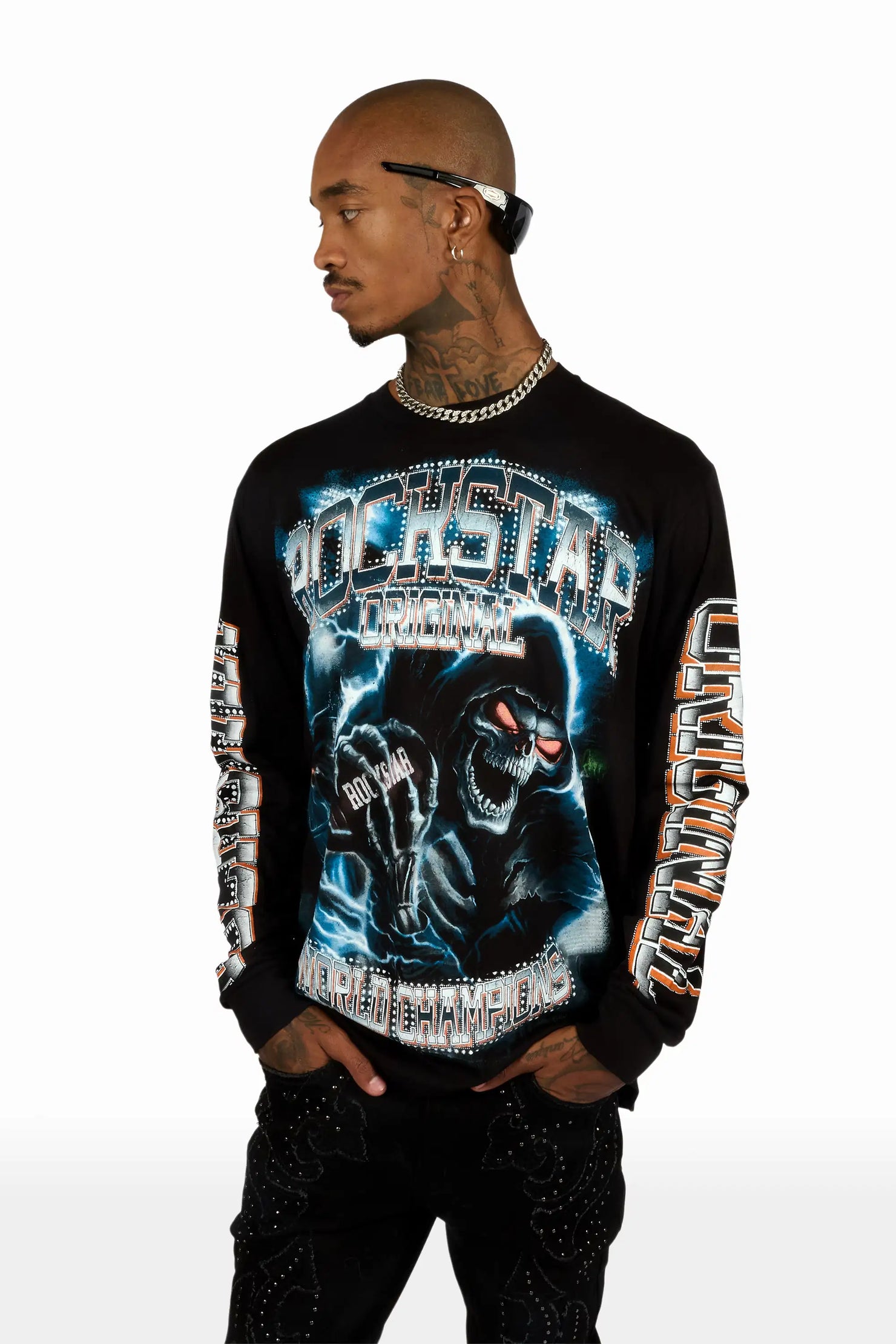 Kross Black/Blue Long Sleeve Graphic T-Shirt