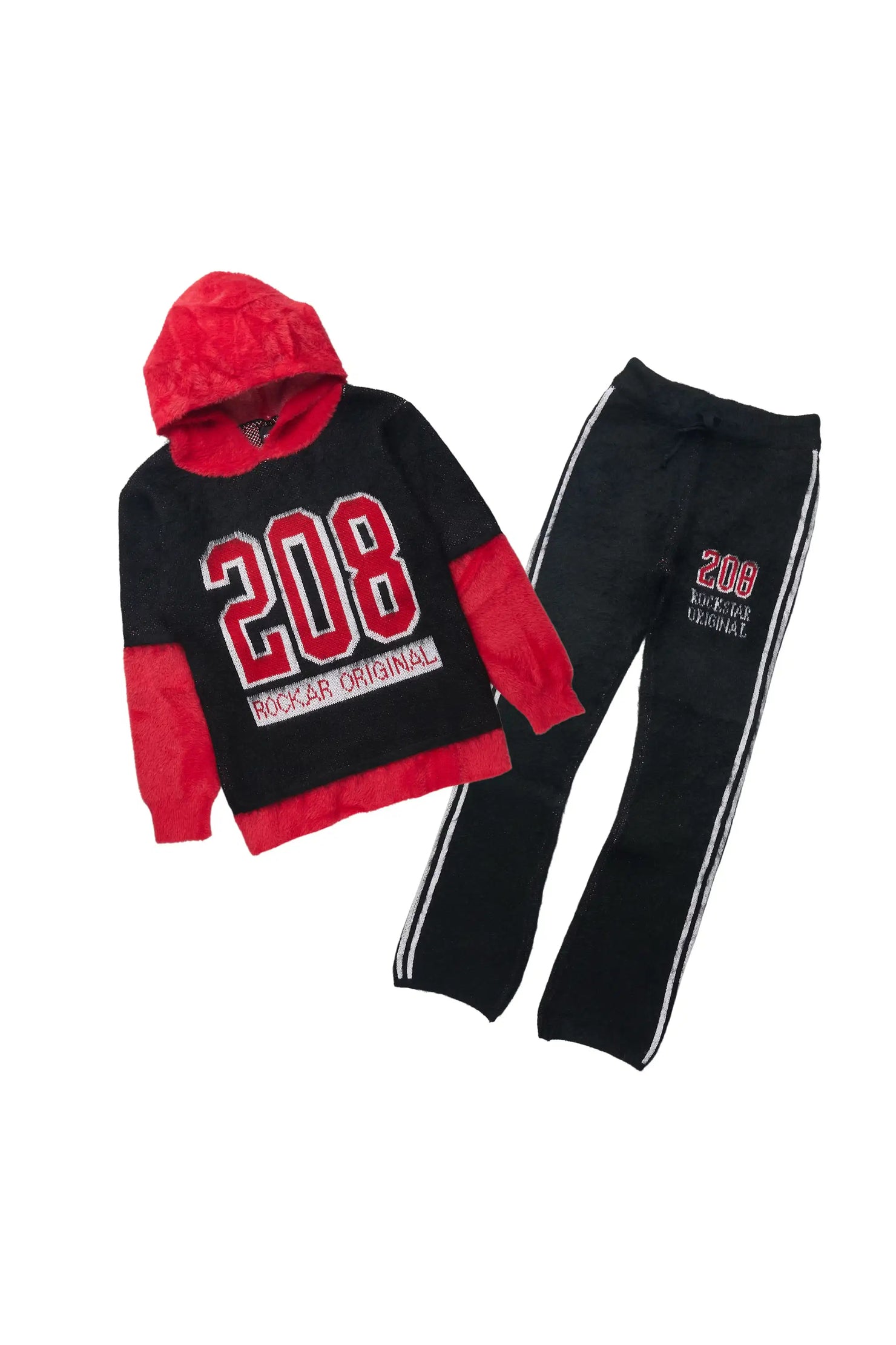 Boys Joaqui Black/Red Mohair Knit Trackset