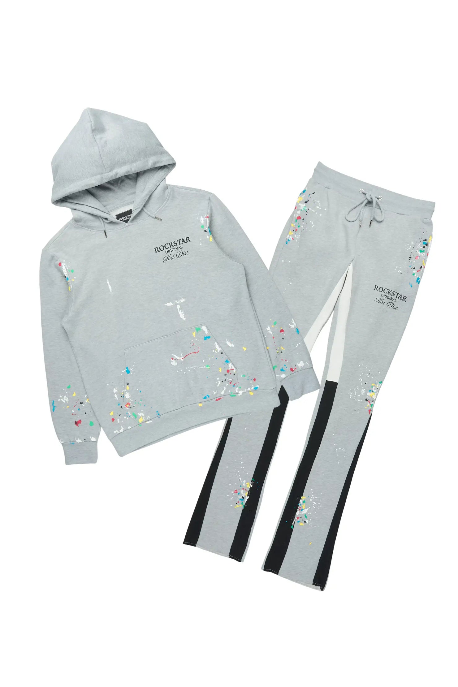 Art Dist 2.0 Heather Grey/Multi Hoodie/Stacked Flare Track Set