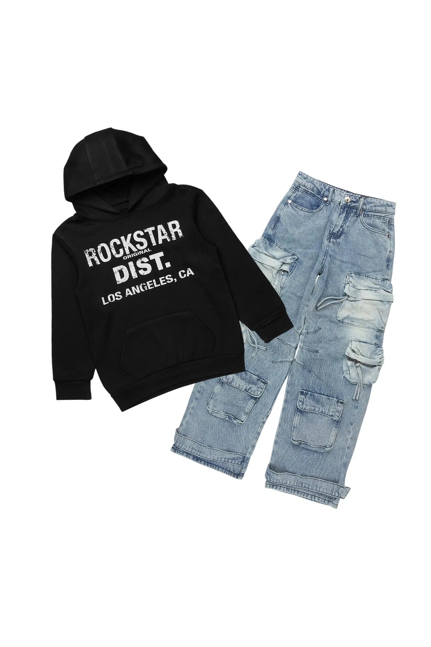 Boys Koen Black Hoodie/Baggy Jean Set