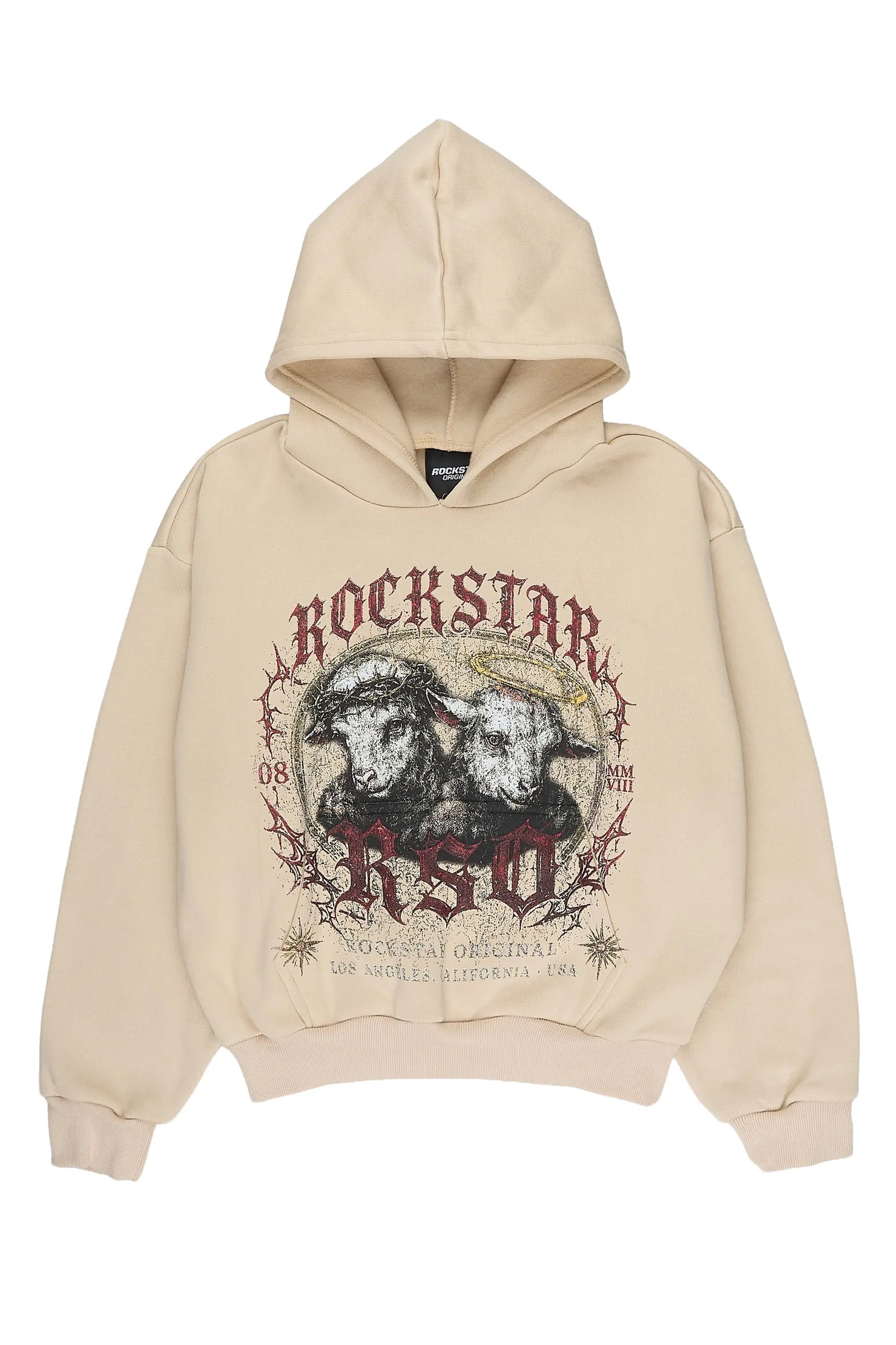 Girls Dezzy Beige Graphic Hoodie