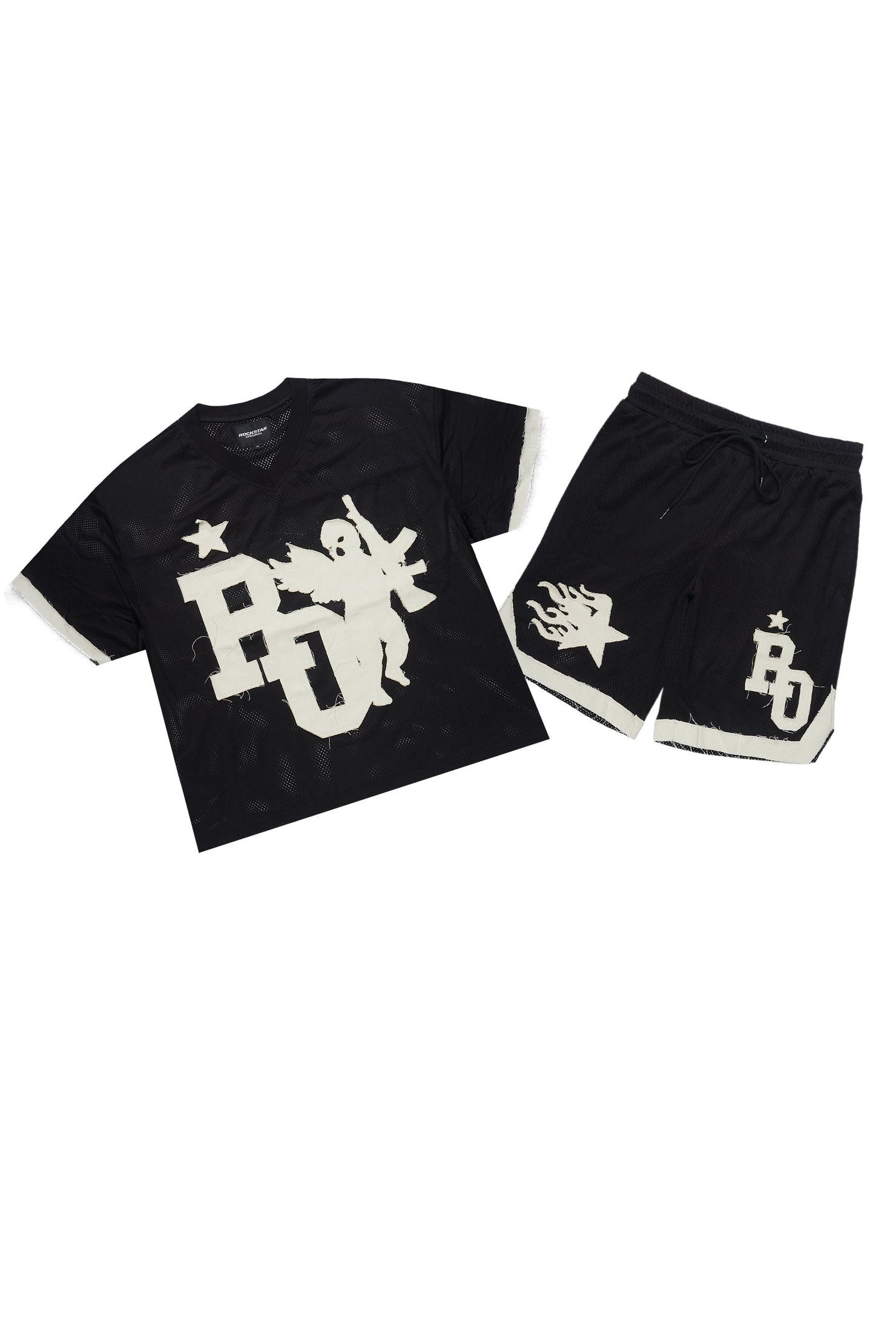 Pluton Black Mesh T-Shirt/Short Set