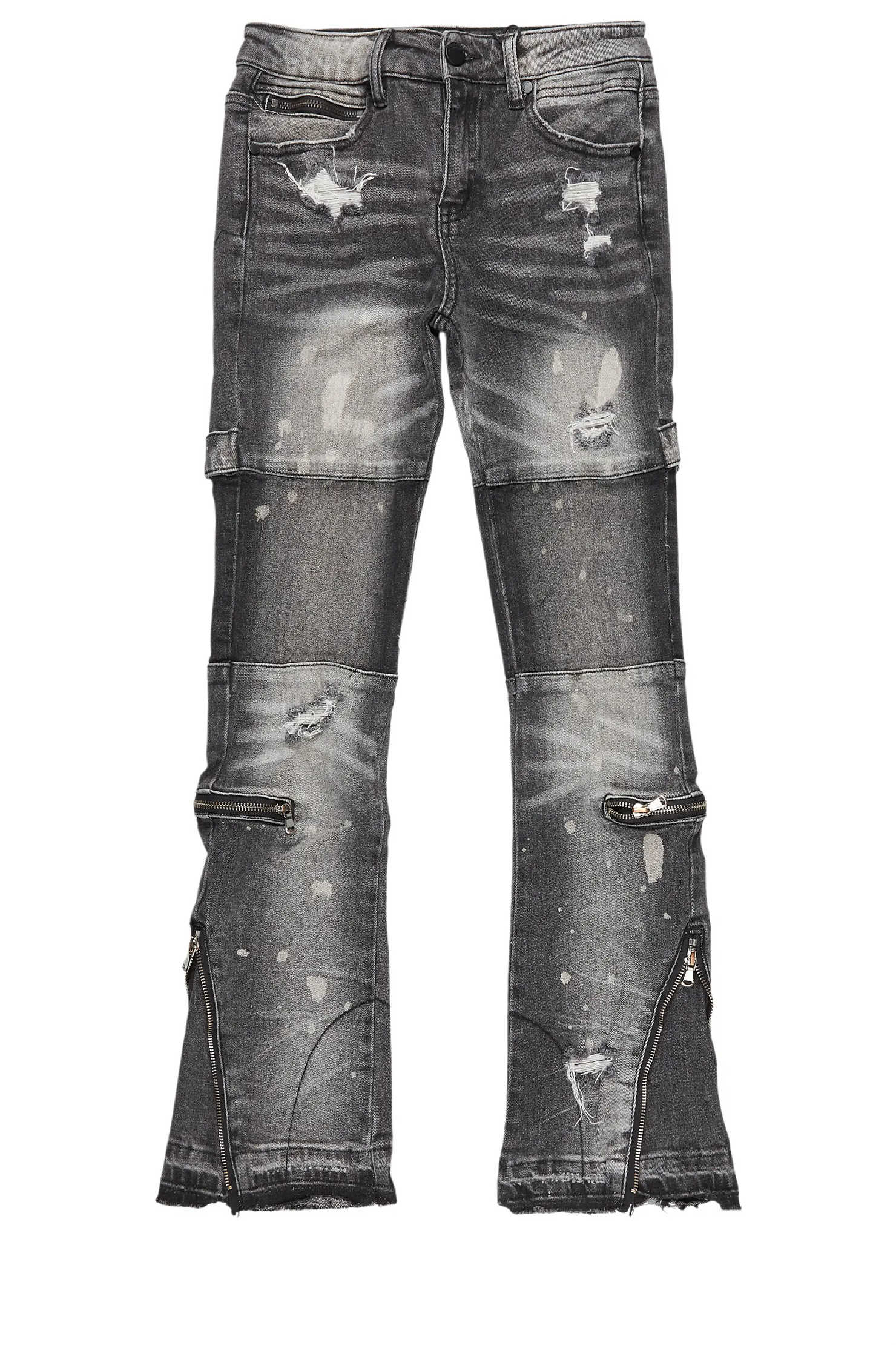 Girls Grib Grey Bleach Baggy Jeans