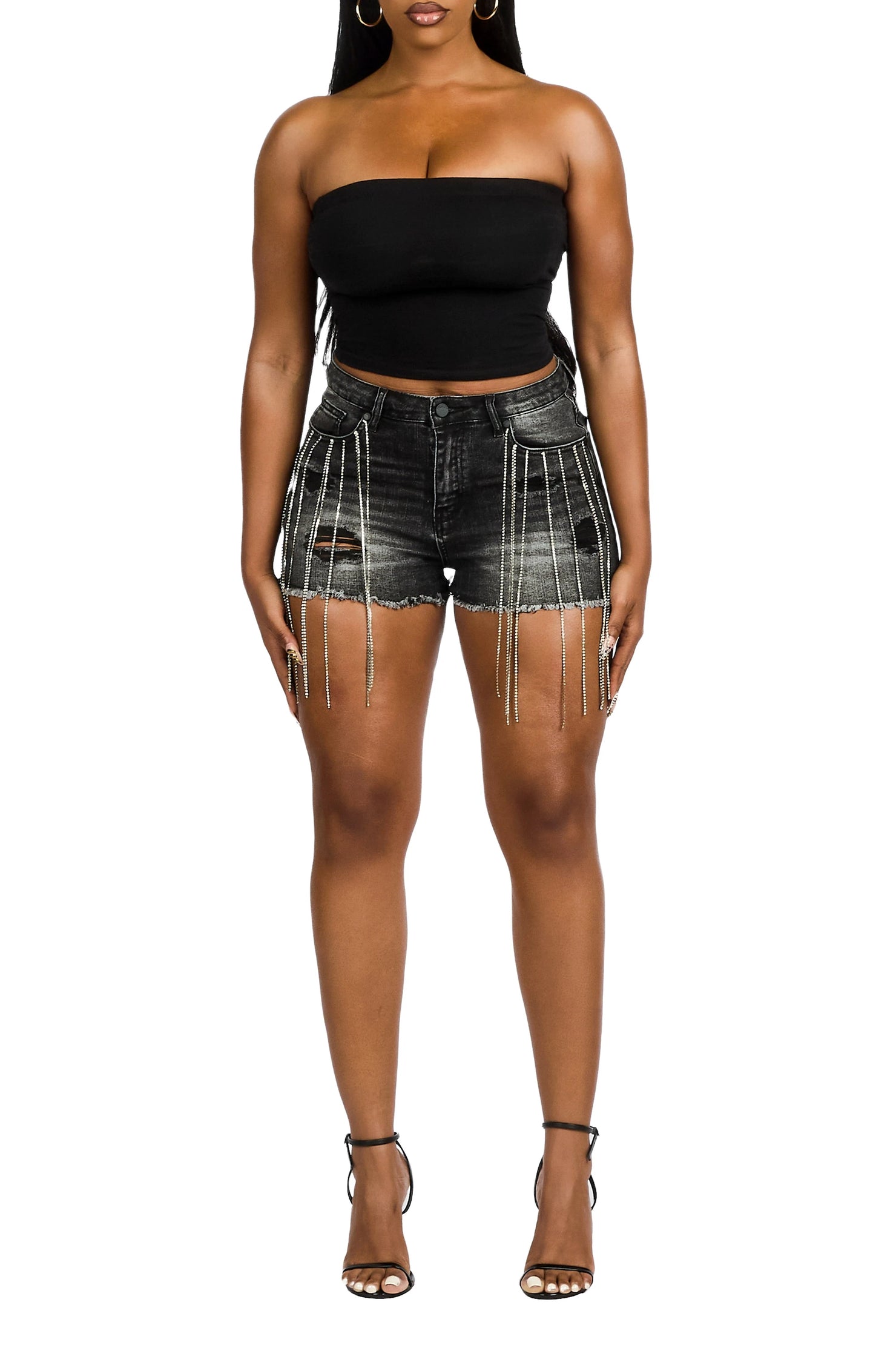 Debrayah Black  Rhinestone Hot Short