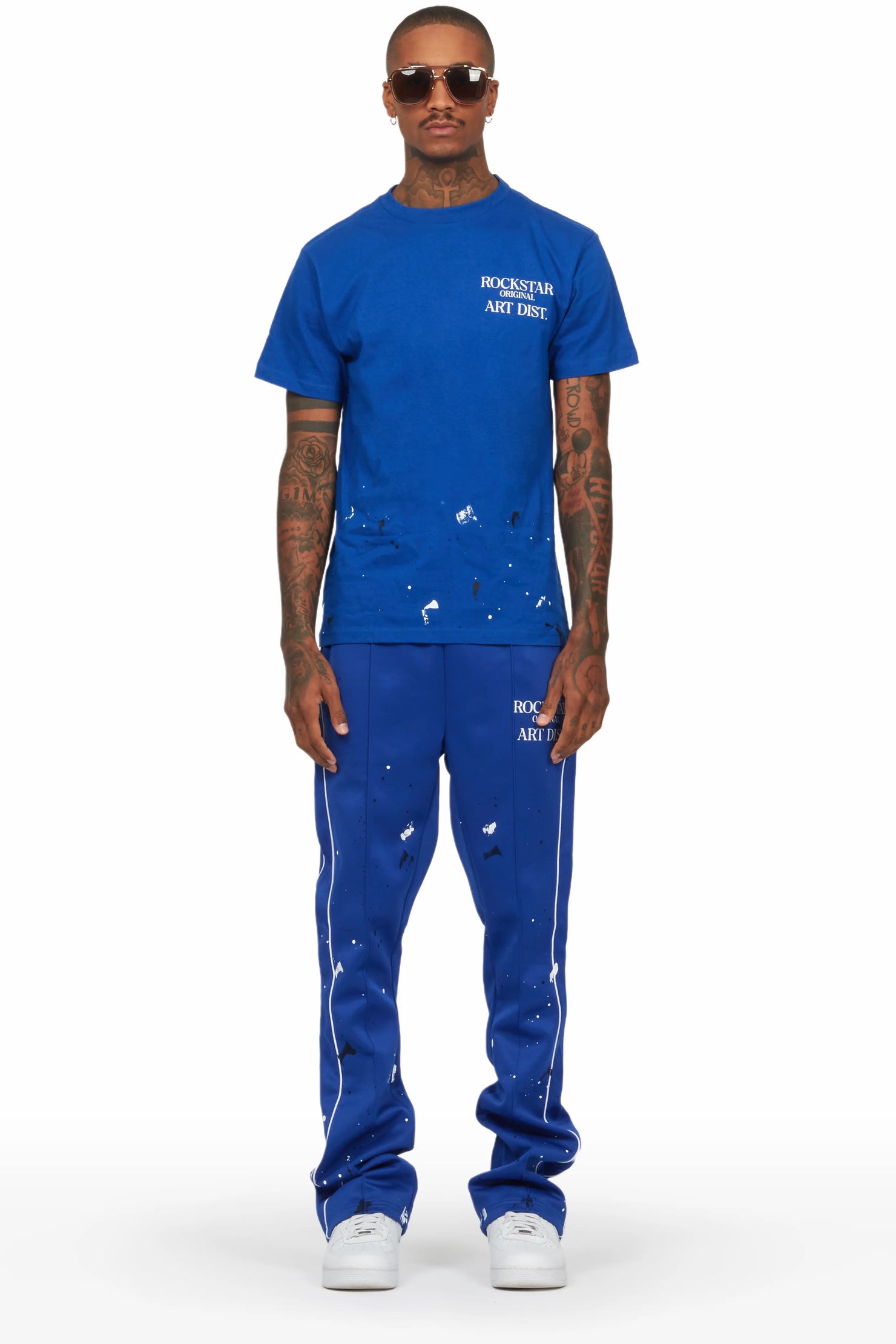 Jaco Royal Blue T-Shirt Flare Track Pant Set