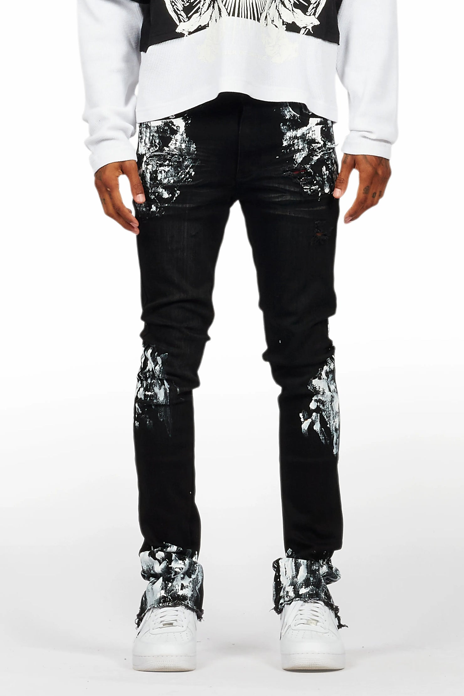 Kodak Black/White Painter Stacked Flare Jean