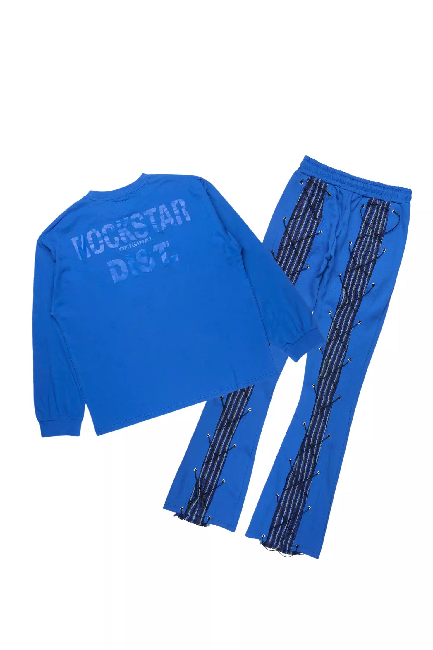 Antal Royal Blue Long Sleeve T-Shirt/Baggy Stacked Track Set