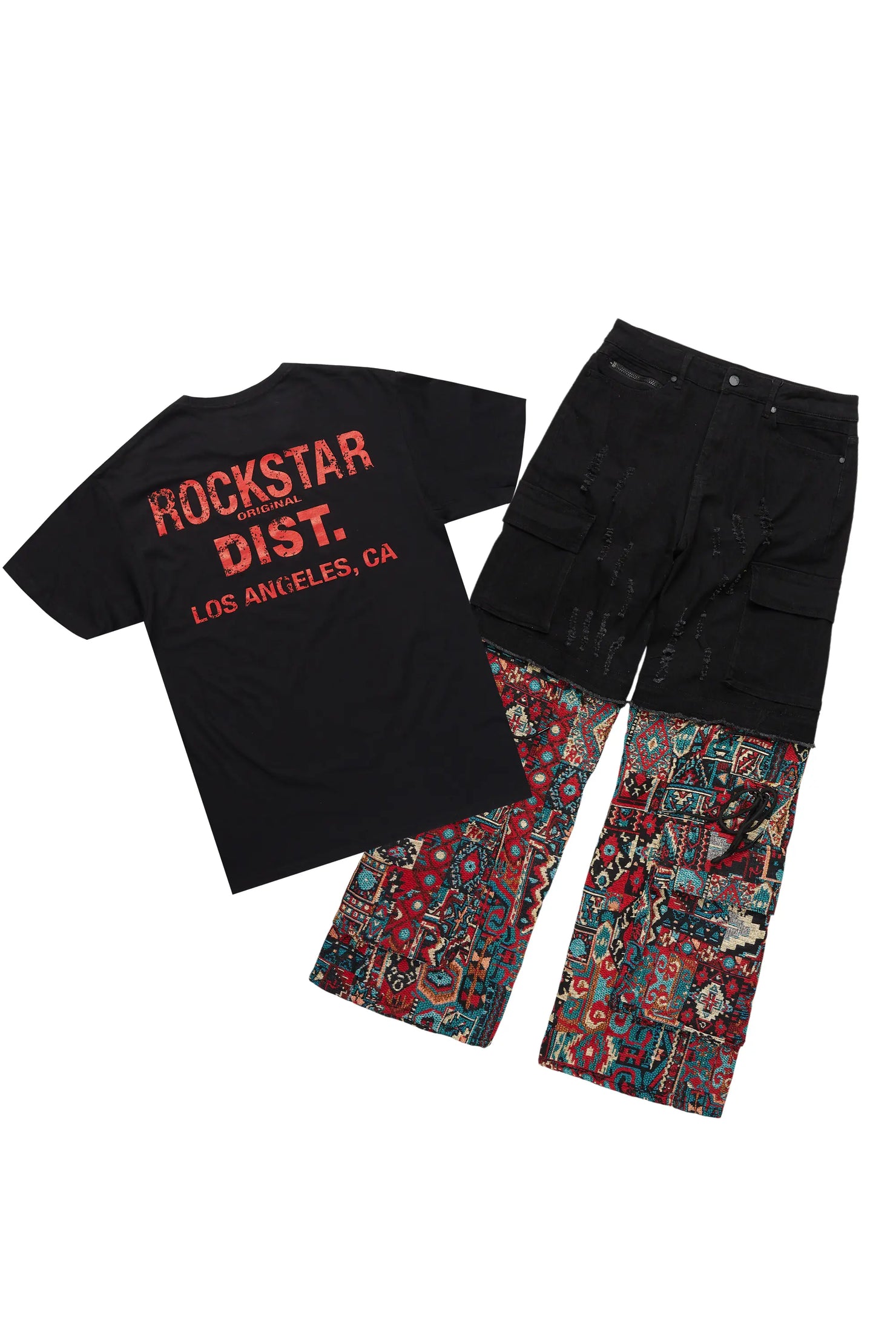 Lake Black/Red T-Shirt/Tapestry Baggy Jean Bundle