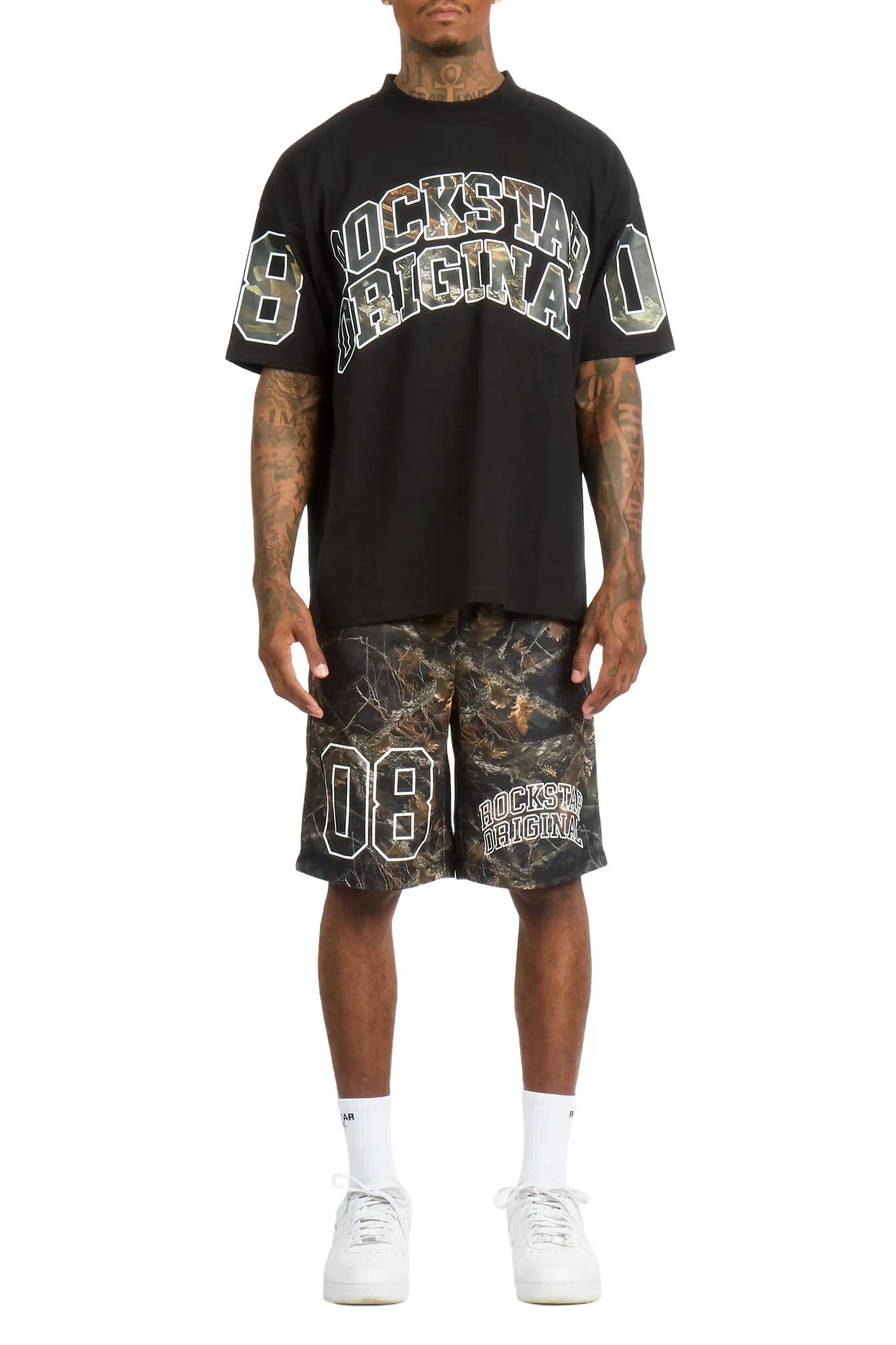 Desiero Black Camo T-Shirt Short Set