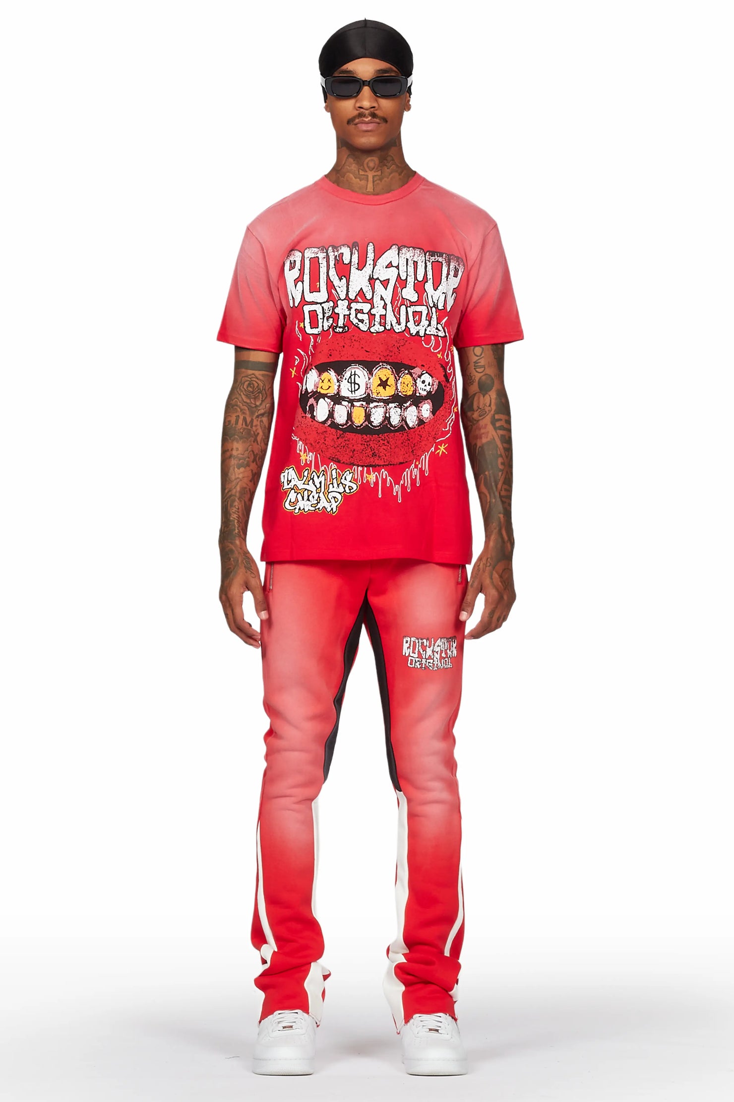 Kizzma Red T-Shirt/Stacked Flare Pant Set