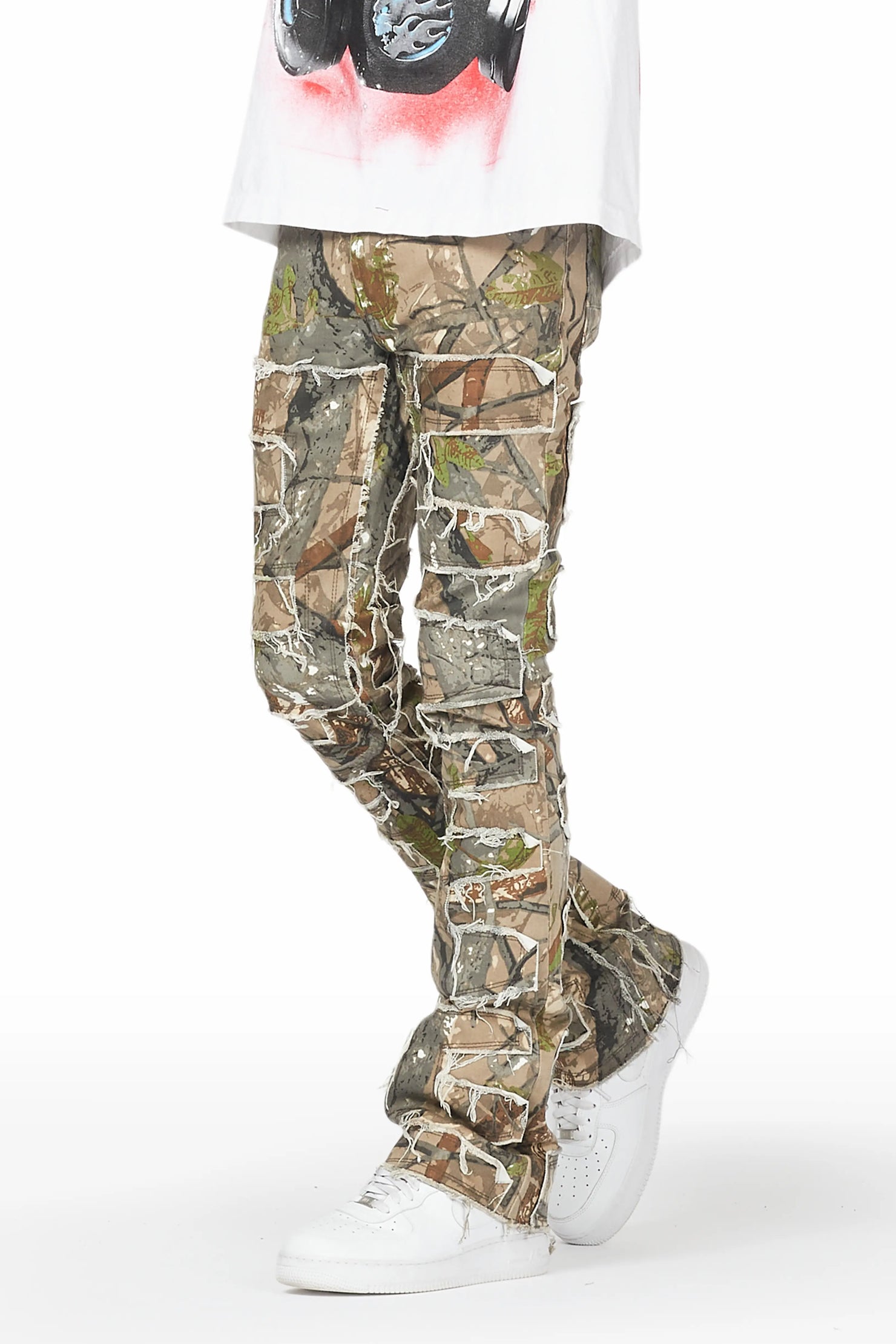 Shake Brown Tree Camo Stacked Flare Jean