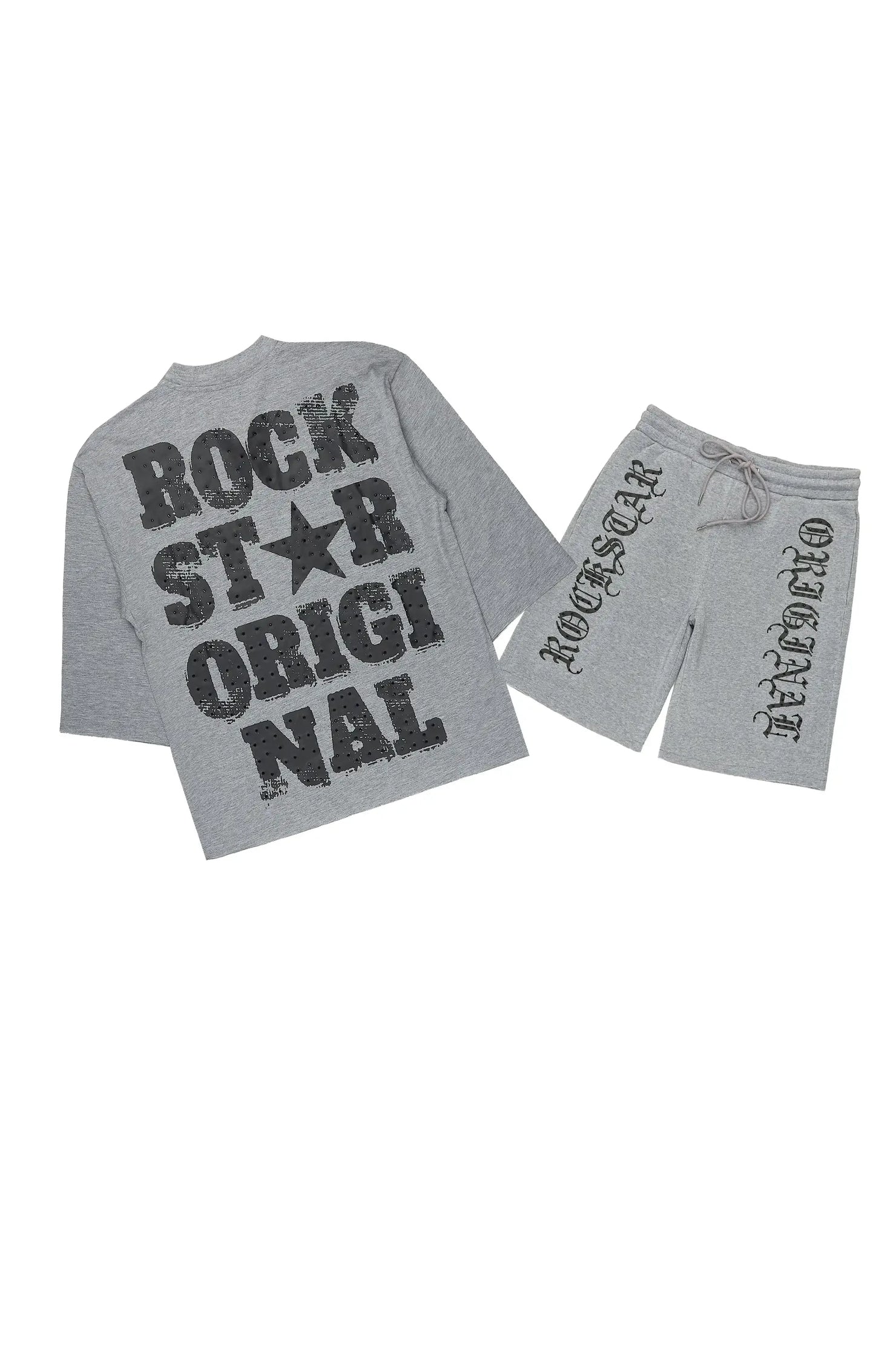 Dazzle Heather Grey Rhinestone T-Shirt/Short Set