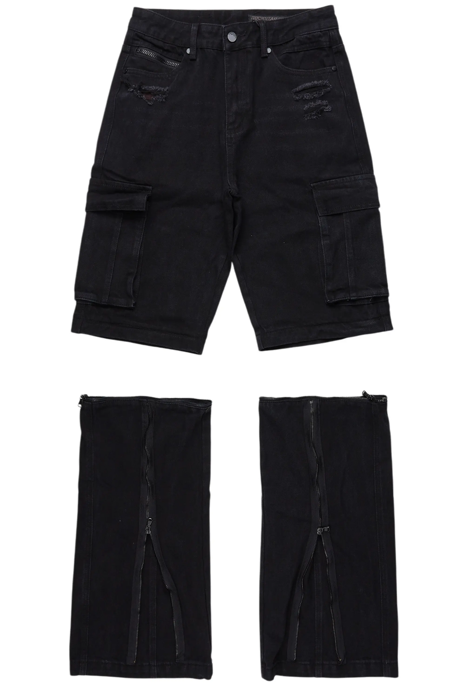 Rupert Black Baggy Fit Zip Off Jean