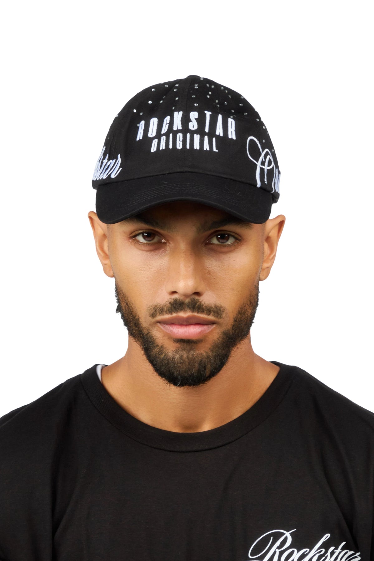 Estana Black Rhinestone Trucker Hat