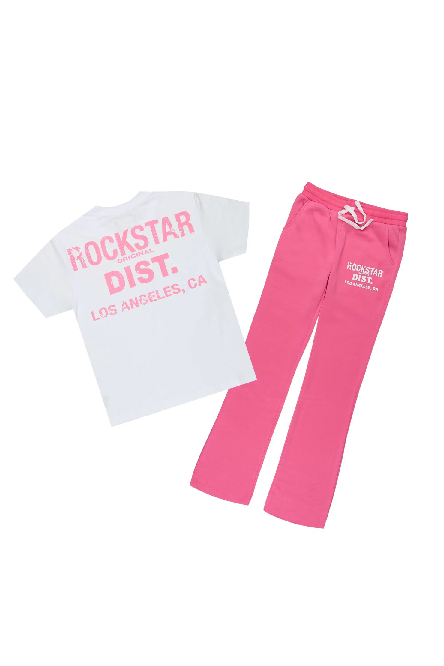 Girls Dalasia 2.0 White/Pink T-Shirt Track Set