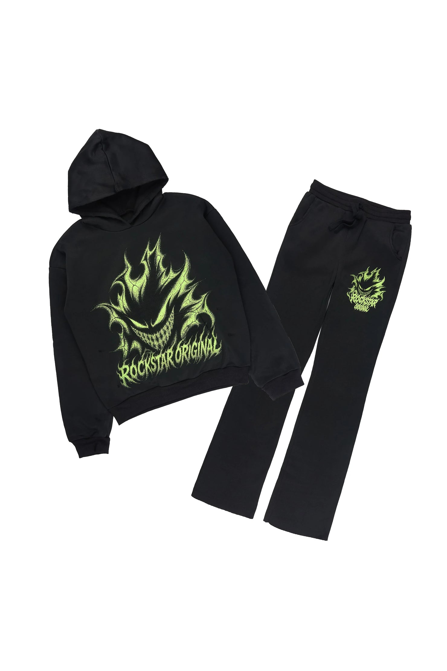 Boys Glaston Black Stacked Hoodie Track Set